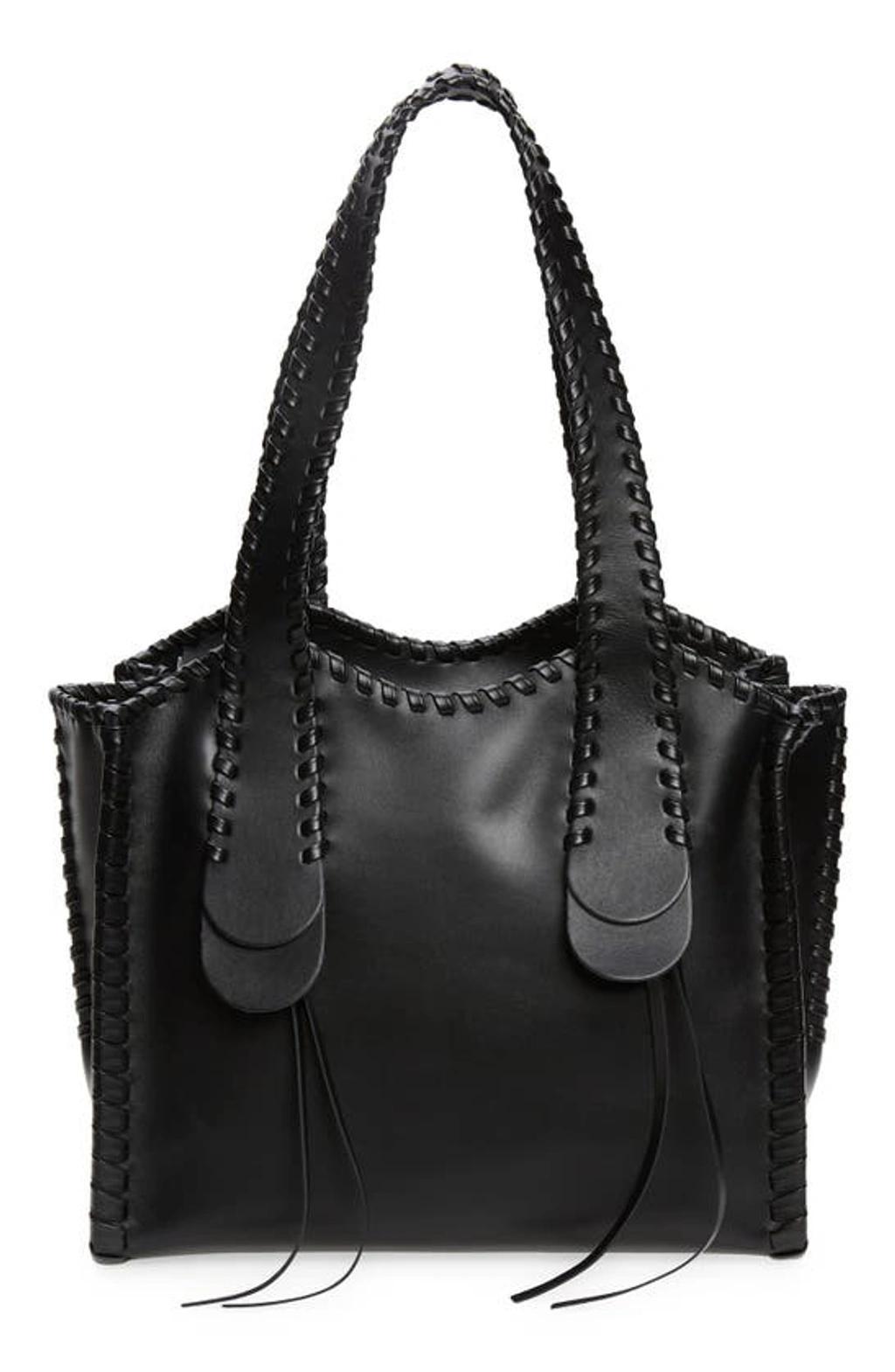 CHLOÉ Mony Whipstitch Calfskin Shoulder Bag In Black Product Image