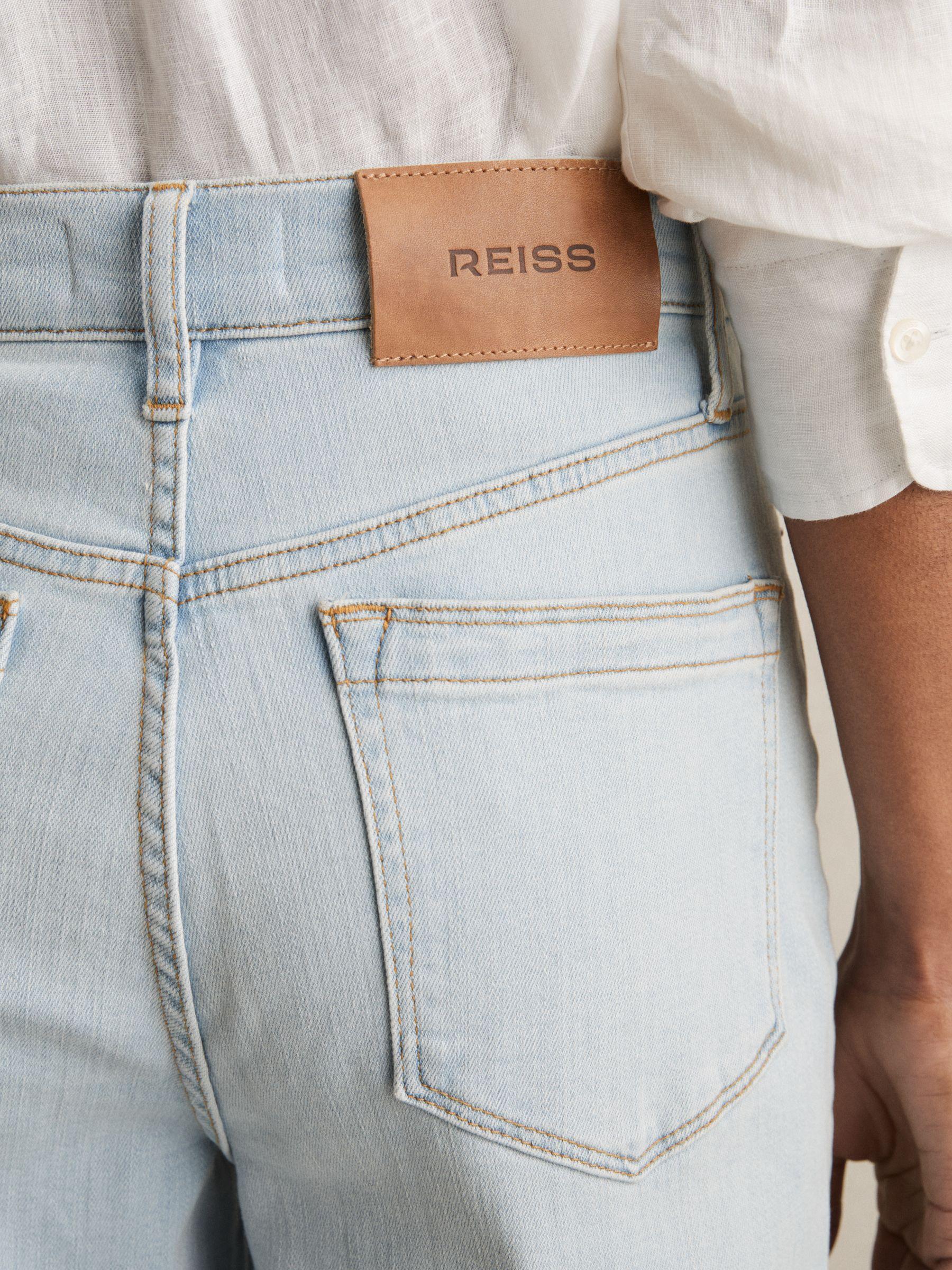 Petite Stretch-Cotton Wide-Leg Jeans in Light Blue Product Image