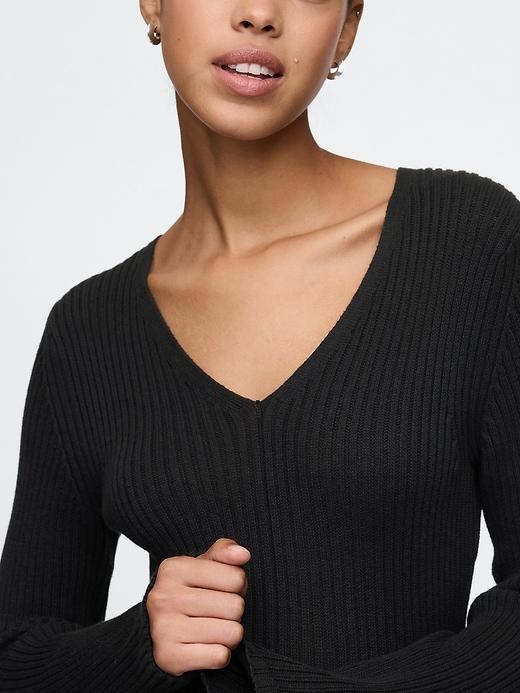 V-Neck Rib Maxi Sweater Dress Product Image