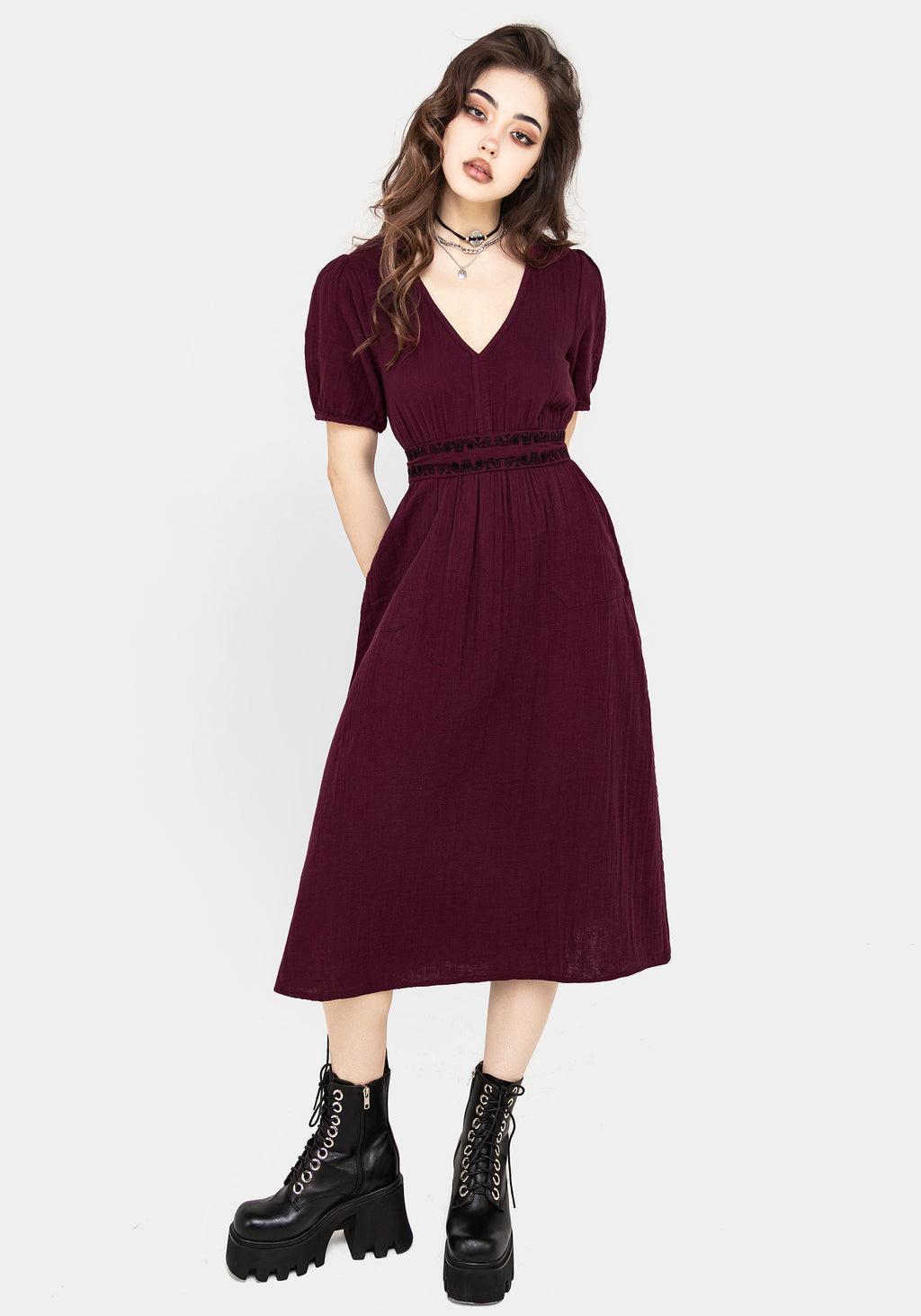 Poultice Embroidered Cotton Midi Dress Product Image