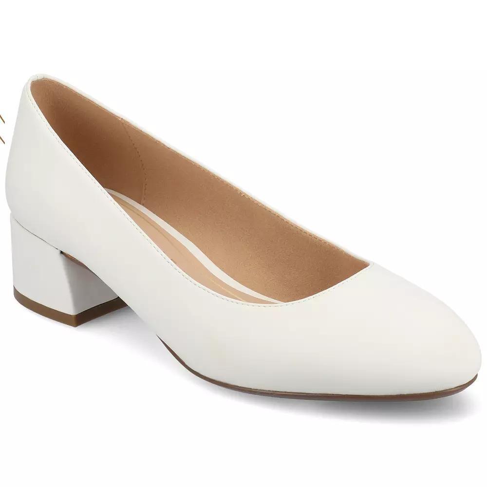 Journee Medium and Wide Width Saarii Women's Slip-On Block Heel Pumps, Size: 11, White Product Image