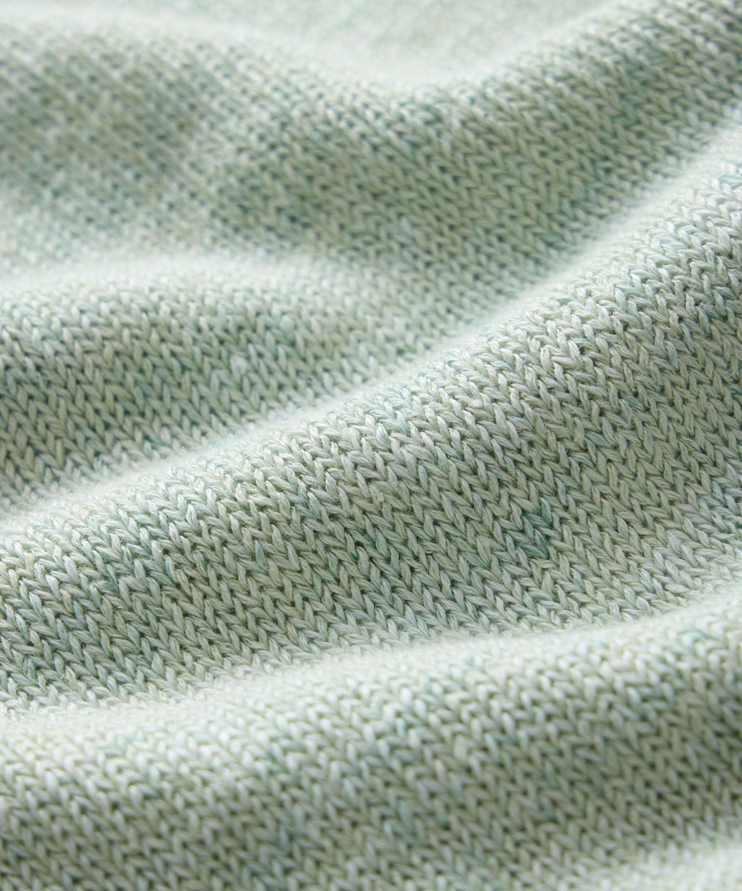 Inis Meáin Washed Linen Henley Polo in Green Marl Product Image