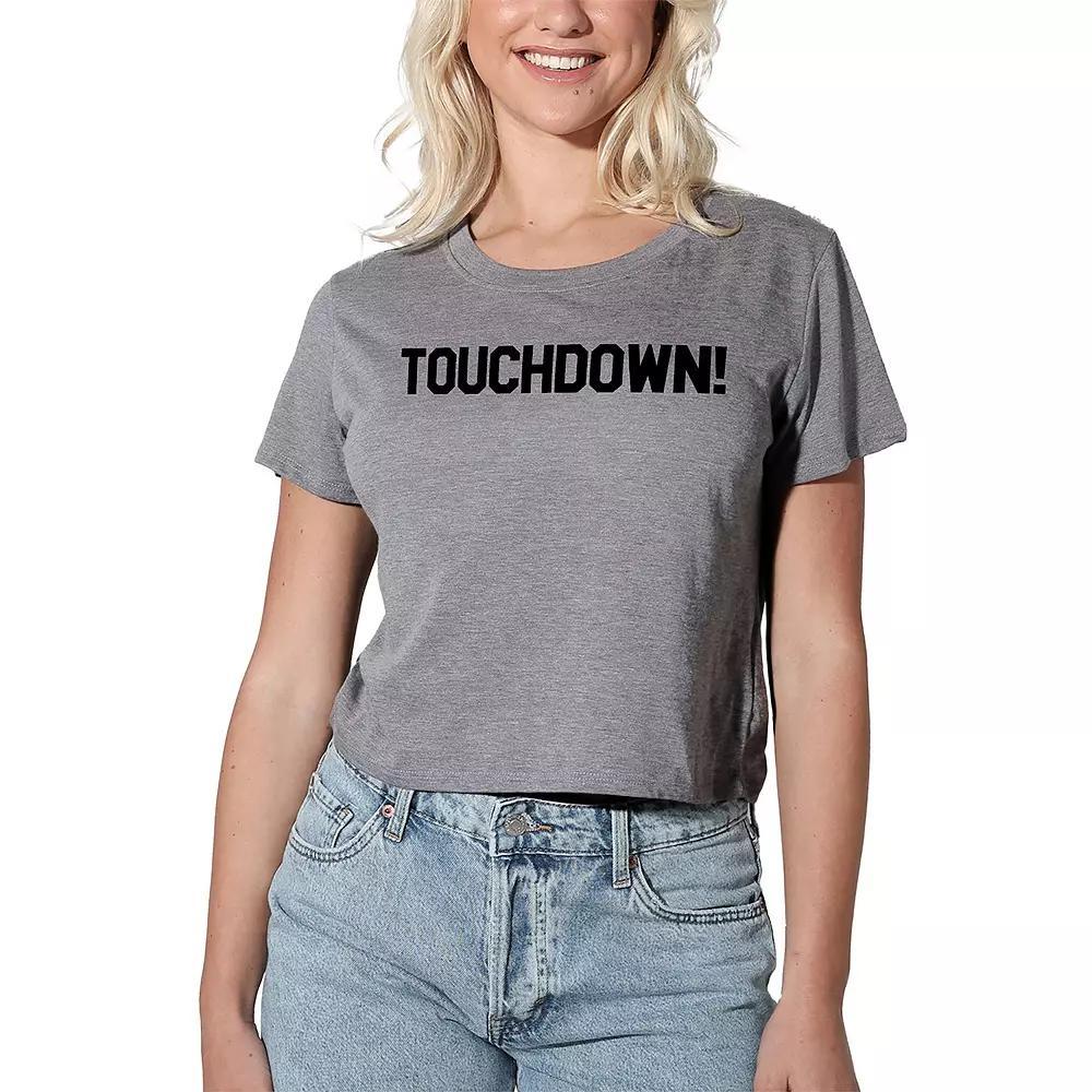 Women's Suburban Riot Touchdown! Graphic Crop Top, Girl's, Size: Medium, Grey Grey Product Image