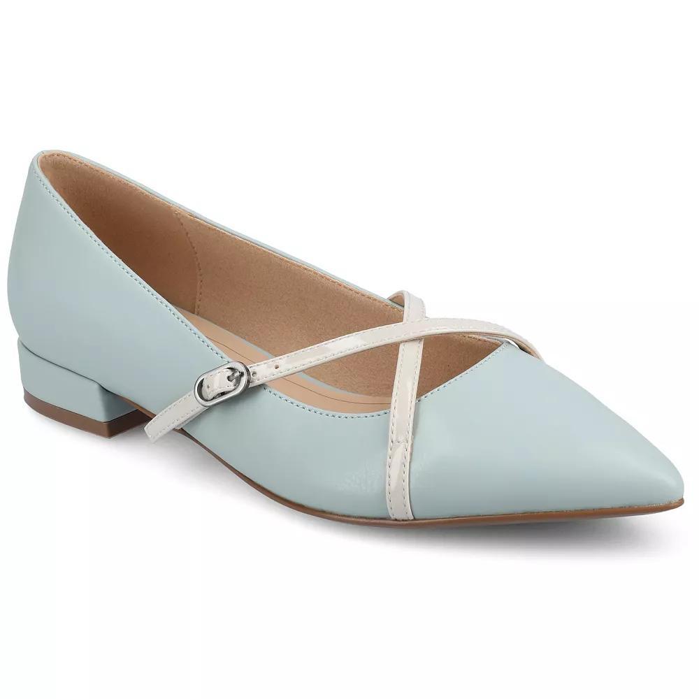 Journee Camby Pointed Toe Covered Block Heel Women's Dress Flats, Size: 9, Blue Product Image