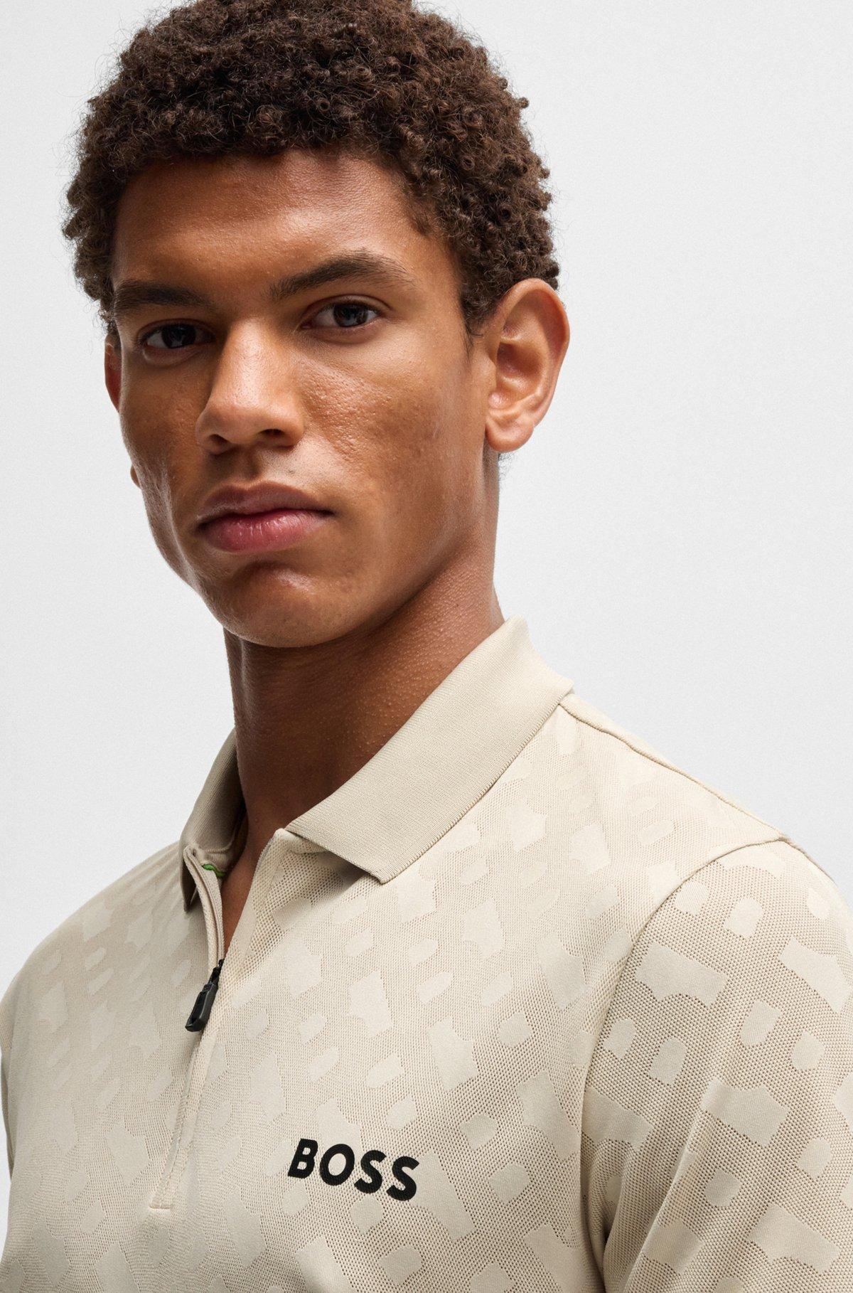 Active quick-dry polo shirt with gradient monogram jacquard Product Image