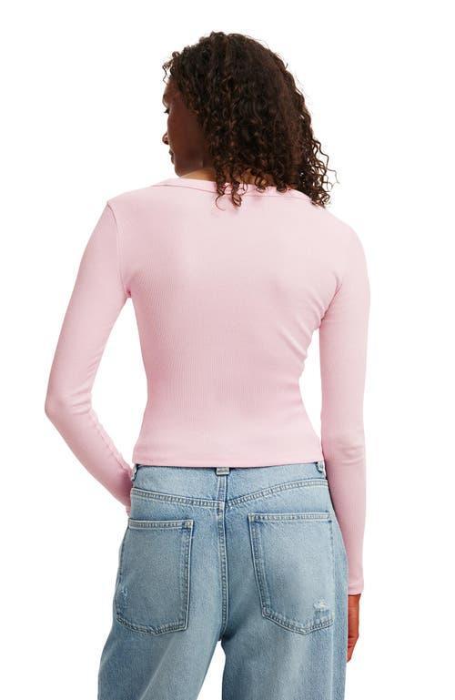 Cotton On Women's Goldie Rib V Neck Long Sleeve in Babydoll at Nordstrom, Size Medium Product Image