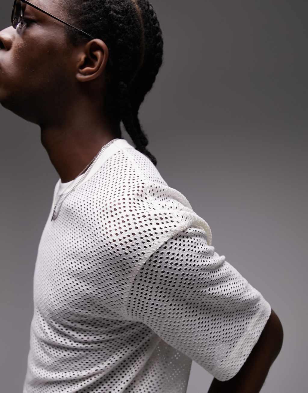 Topman oversized geo mesh t-shirt Product Image