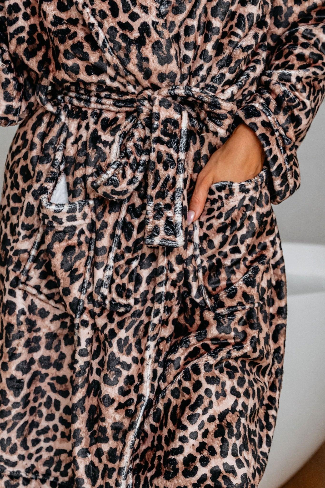 Cozy Soft Tan Leopard Print Robe - FINAL SALE Product Image