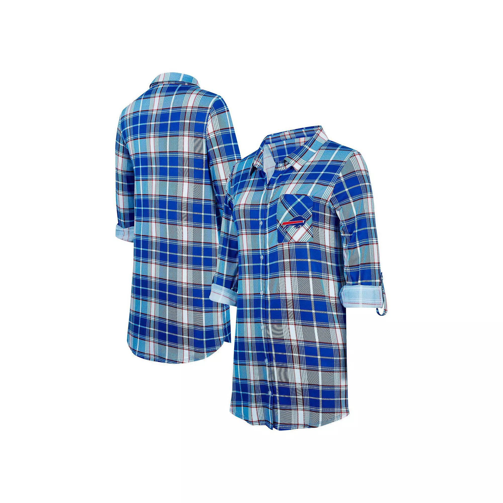 Women's Concepts Sport Royal Buffalo Bills Ashford Plaid Knit Nightshirt, Size: 3XL, Blue Product Image