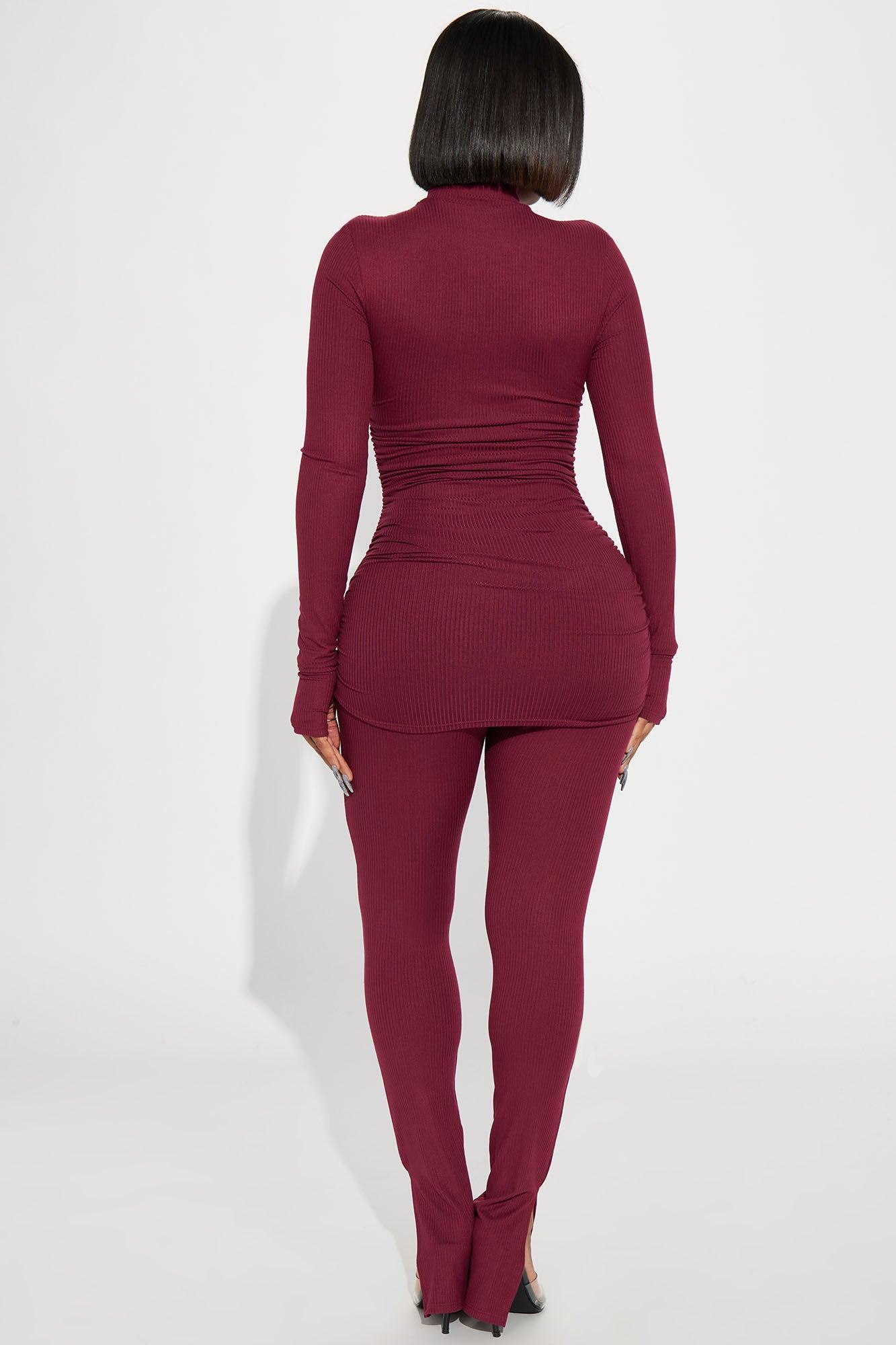 Deep Love Legging Set - Burgundy Product Image