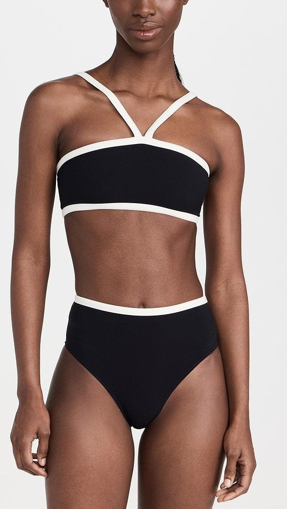Lisa Marie Fernandez Bandeau High Waist Bikini Set with Piping | Shopbop Product Image