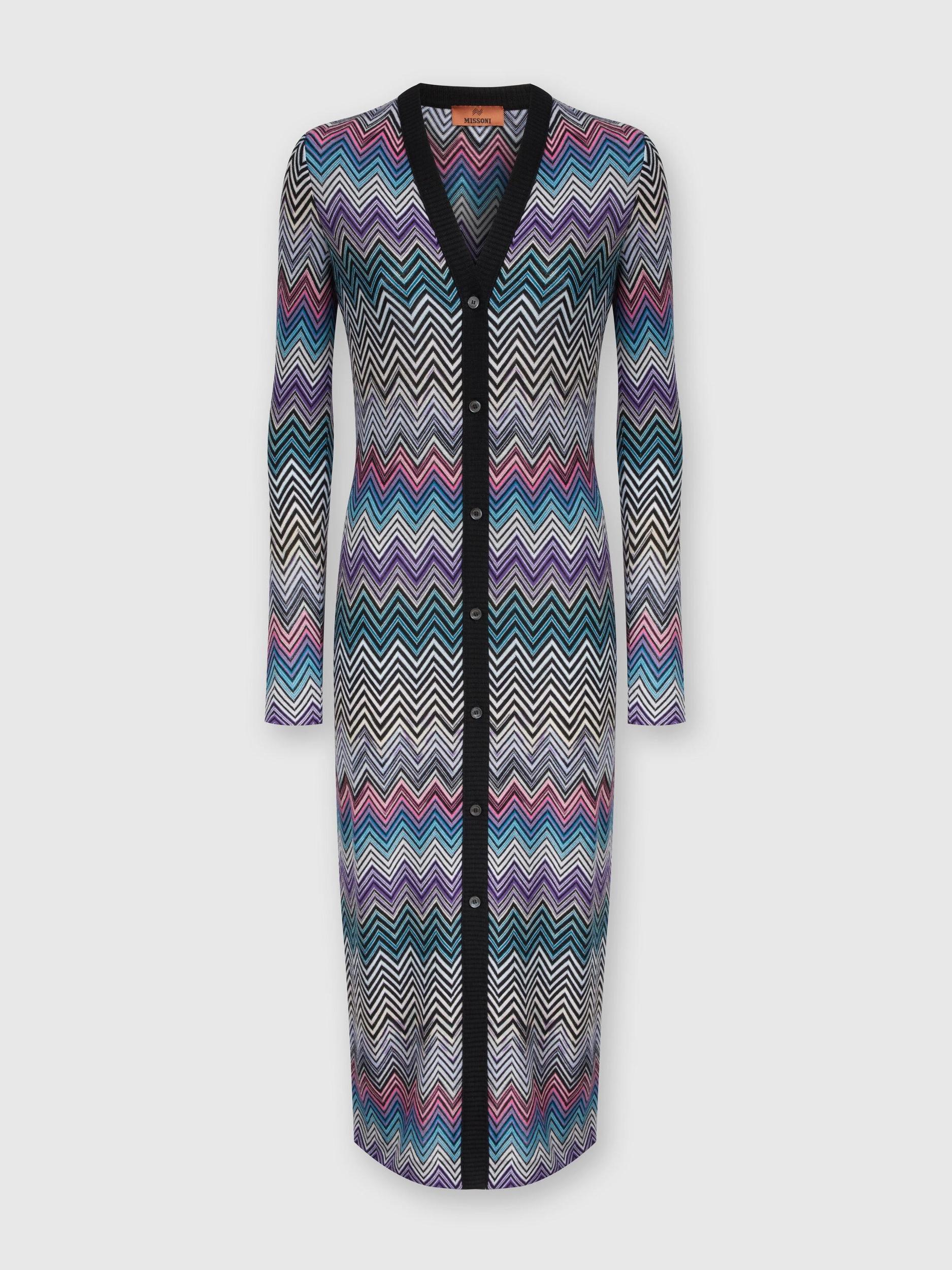 Long zigzag wool cardigan Product Image