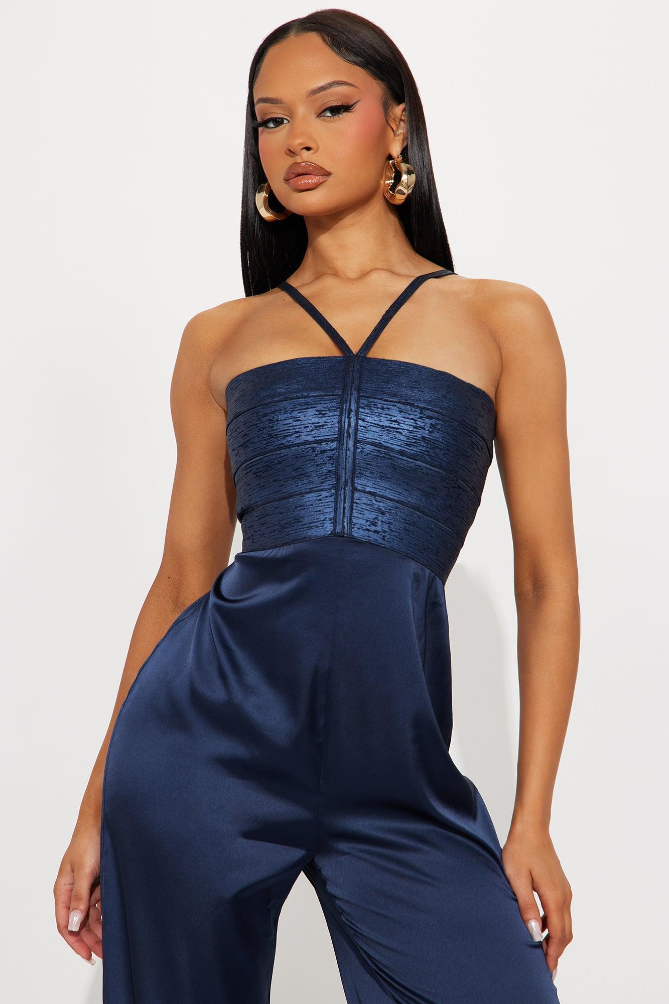 The Night Is Young Bandage Jumpsuit - Navy Product Image