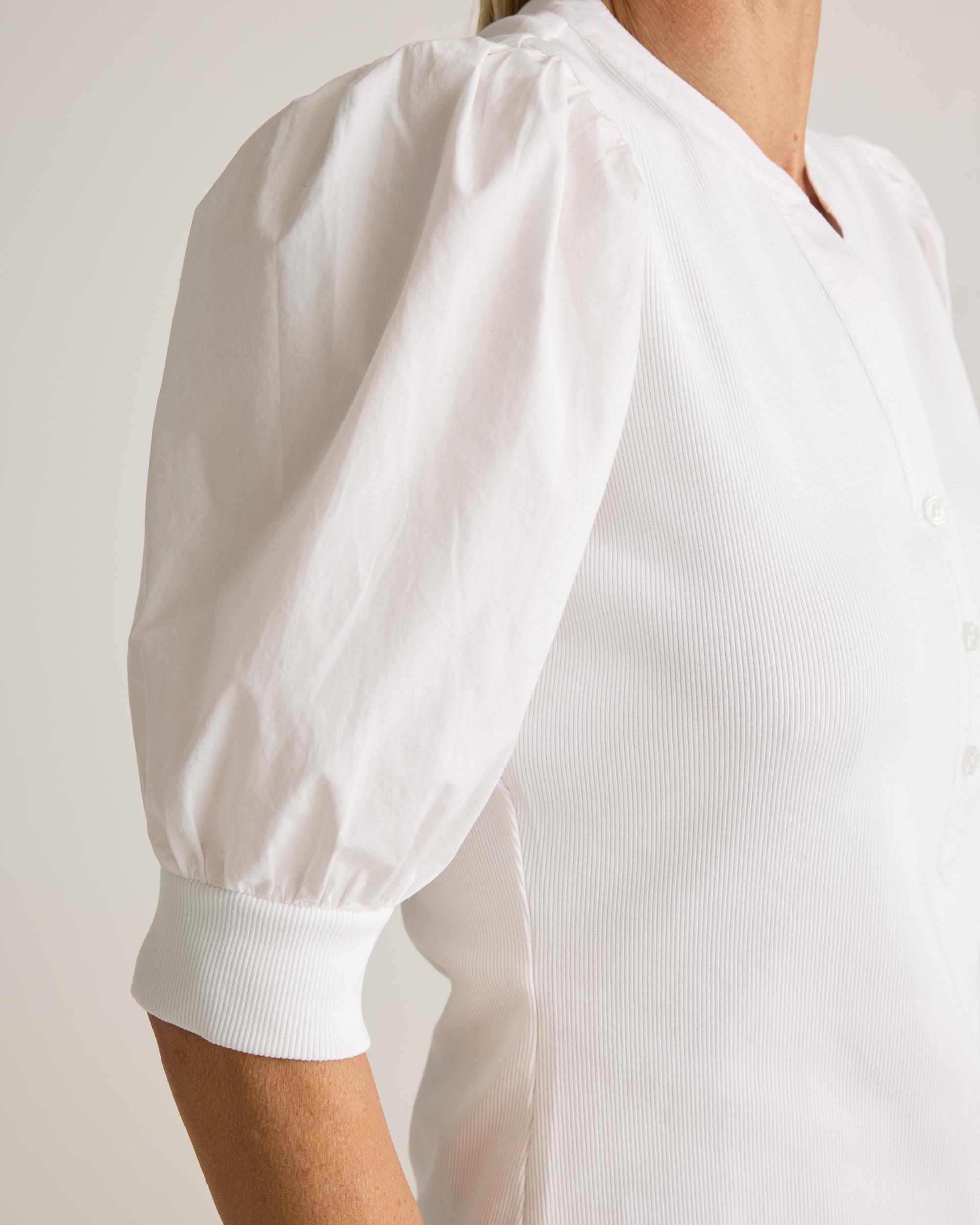 Quince | Women's Cotton Mixed Media Puff Sleeve Top Size XL, Tencel Product Image