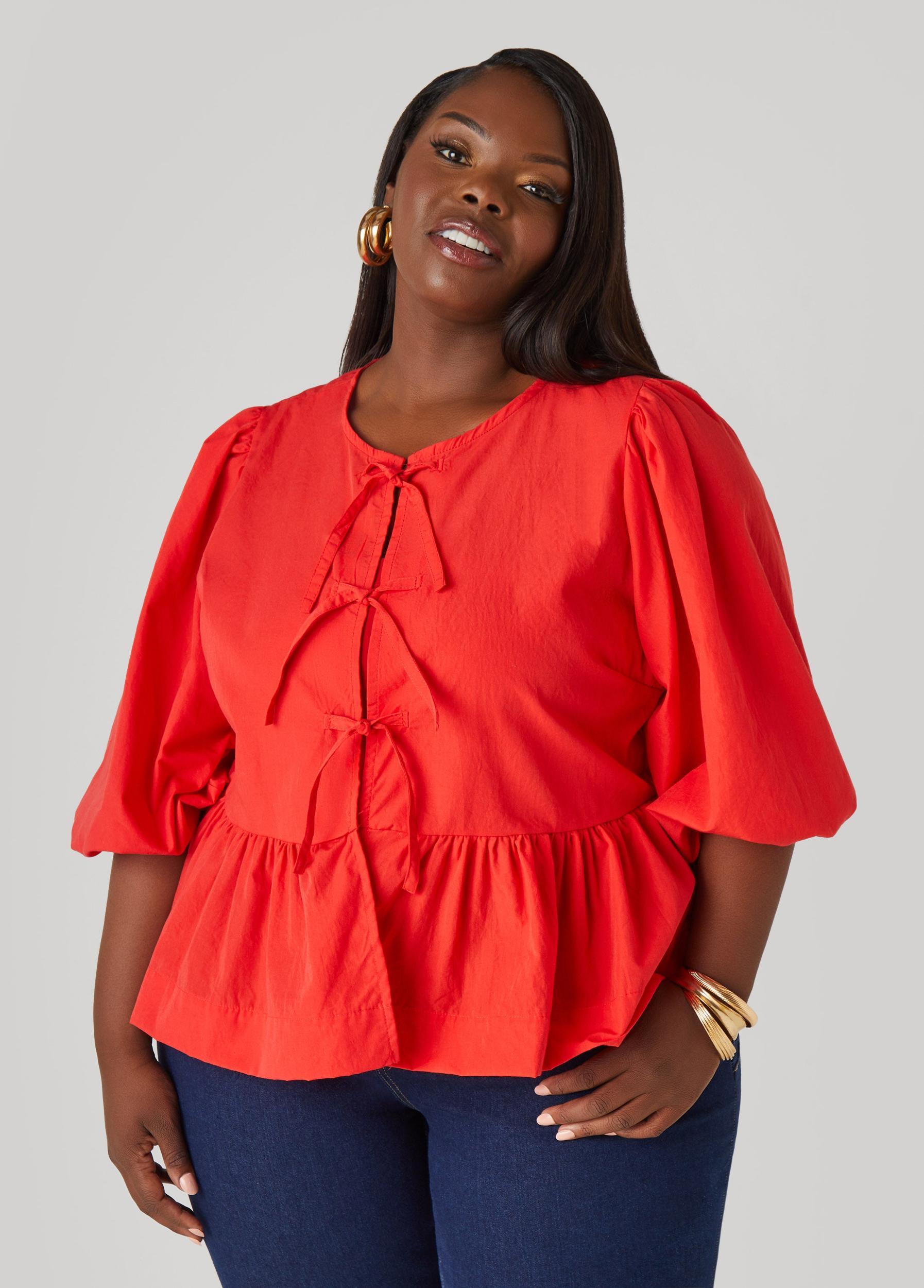 Tie Front Peplum Top Product Image