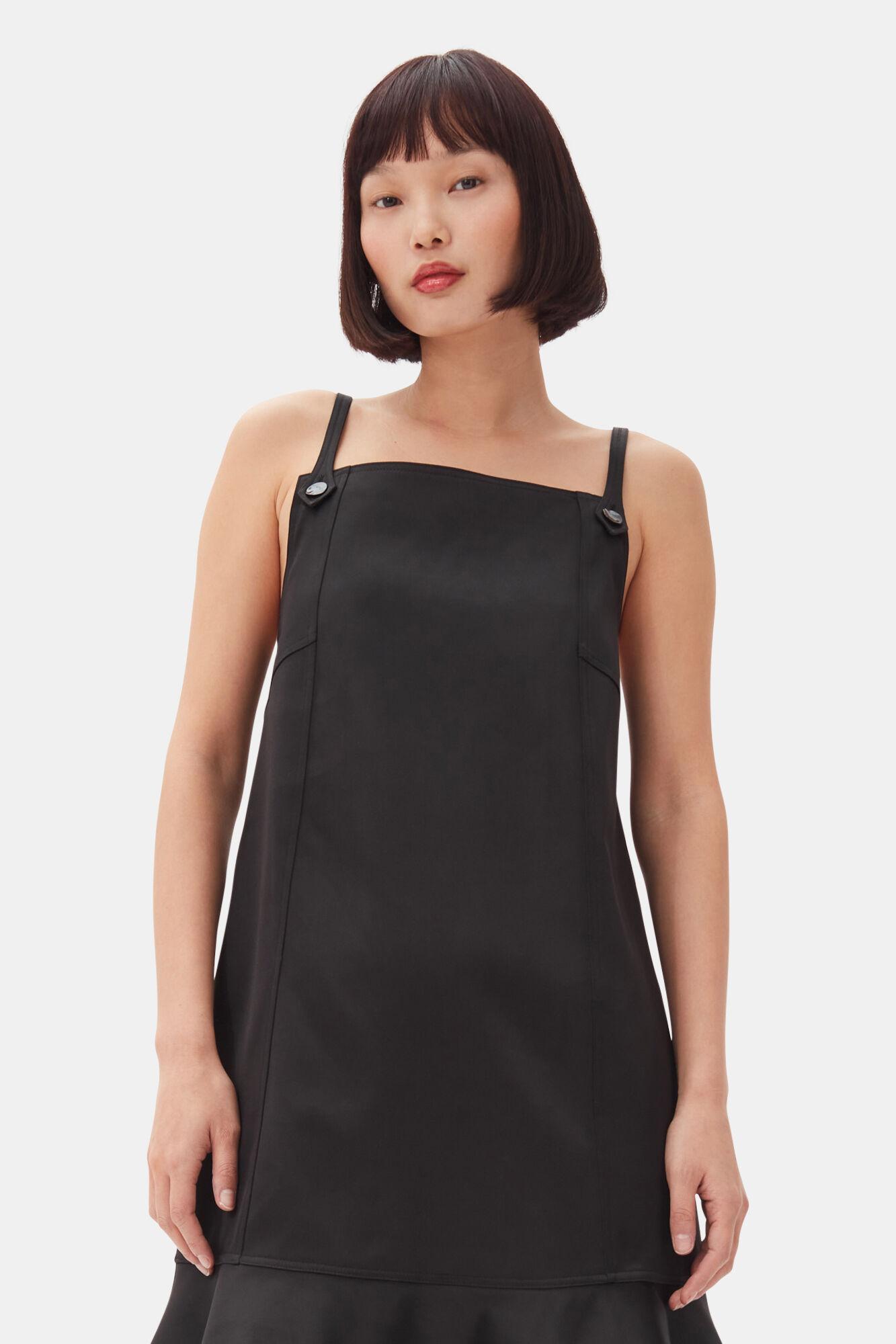 Black Duchesse Satin Mini Dress Product Image