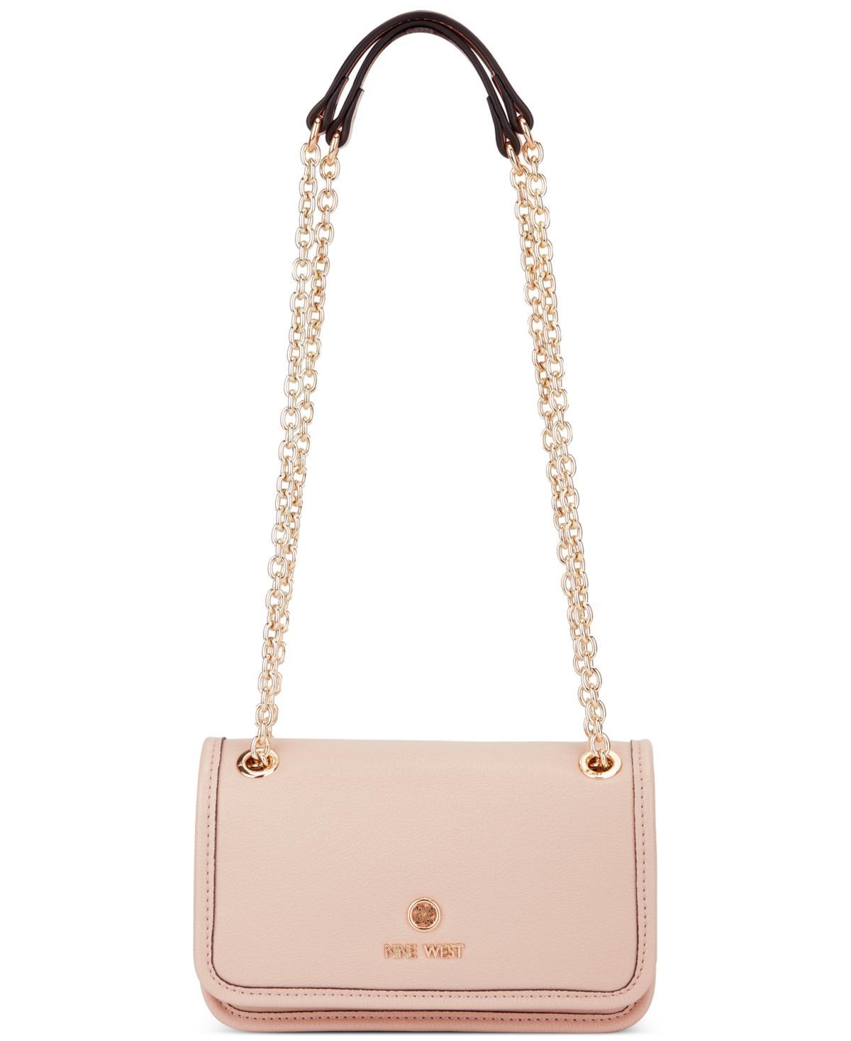 Nine West Womens Saoirse Mini Convertible Flap Crossbody Bag - Beige Logo Product Image