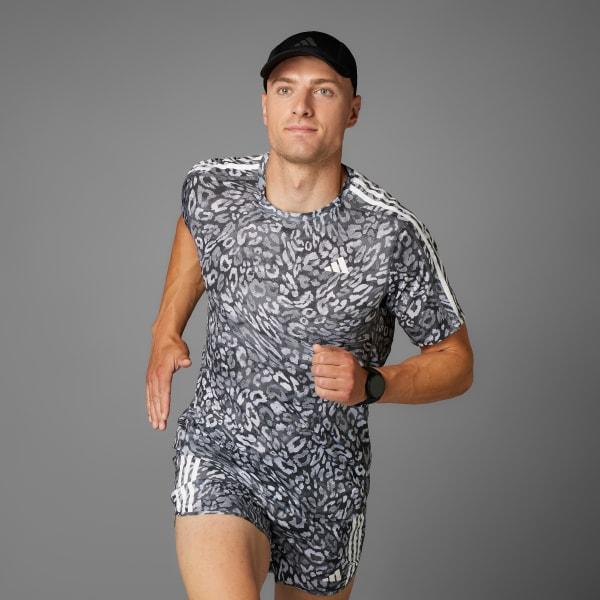 adidas Own The Run CLIMACOOL 3-Stripes Tee Dash Grey L Mens Product Image