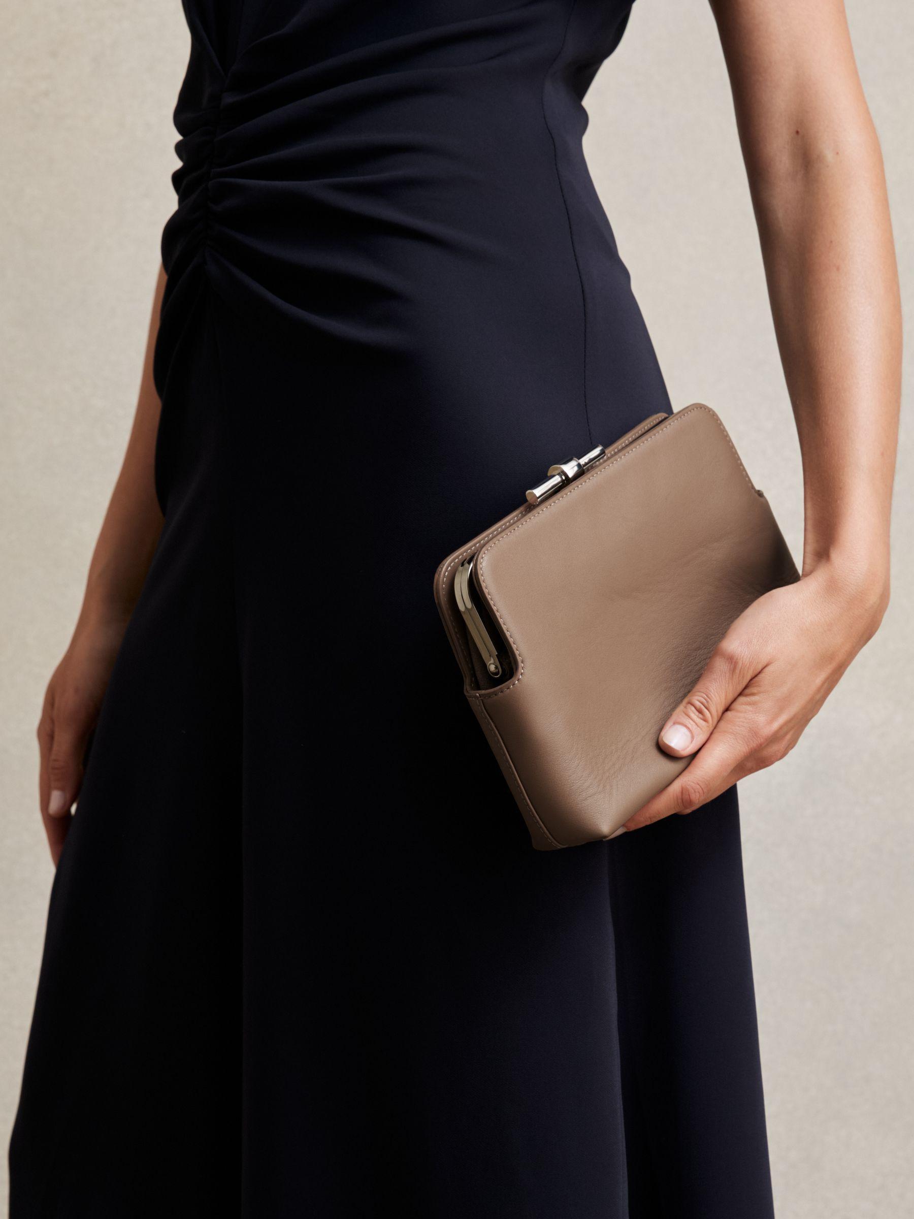 Leather Frame Clutch Bag in Neutral Product Image