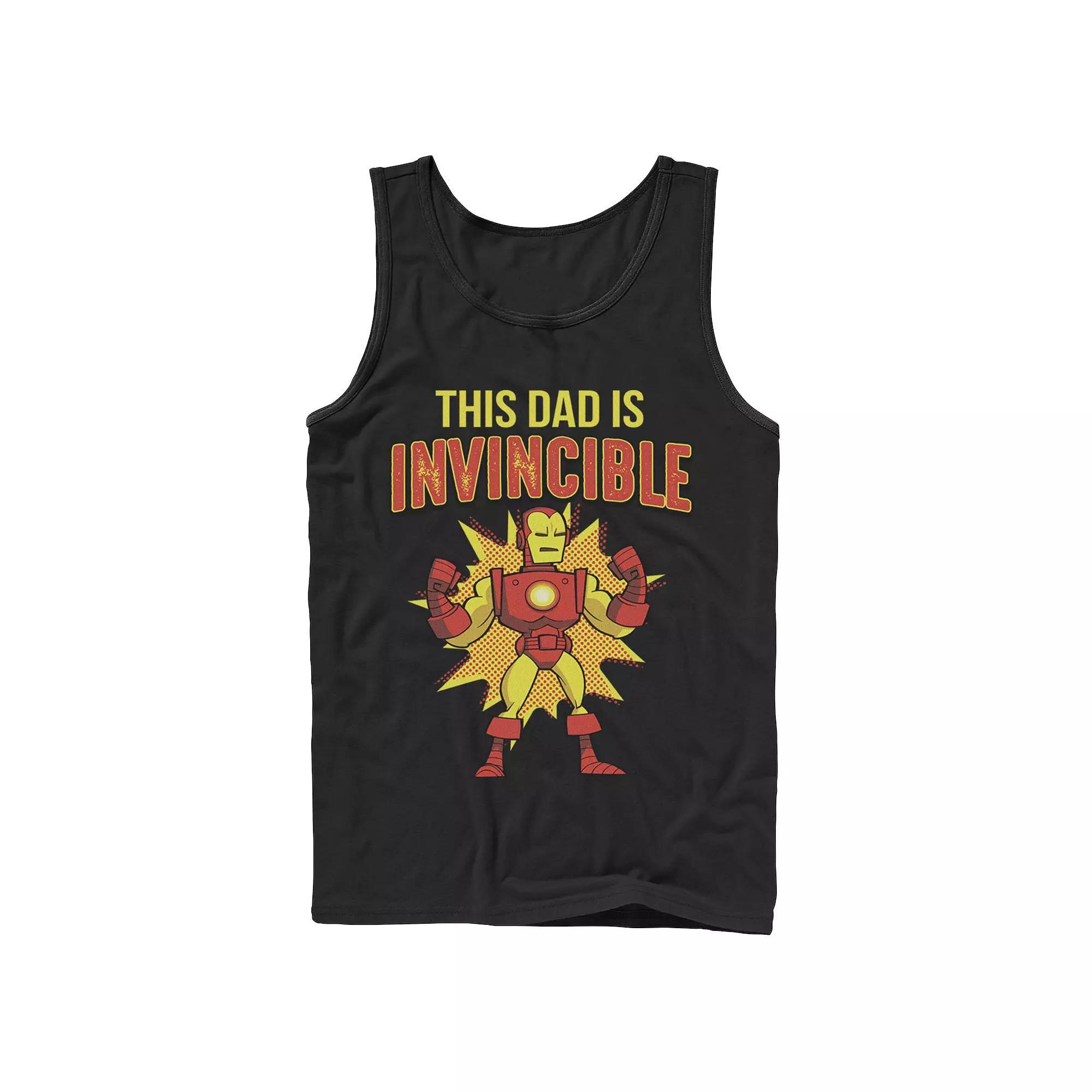 Men's Marvel Father's Day Retro Iron Man This Dad Is Invincible Tank Top, Size: XL, Black Product Image