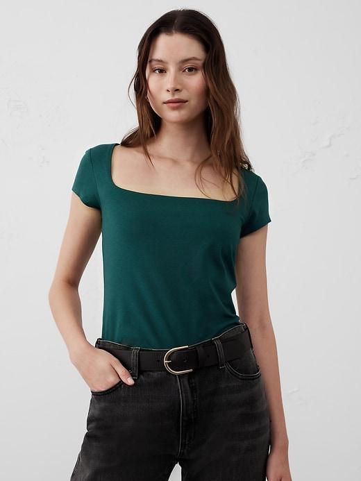 Soft Stretch Square-Neck T-Shirt Product Image