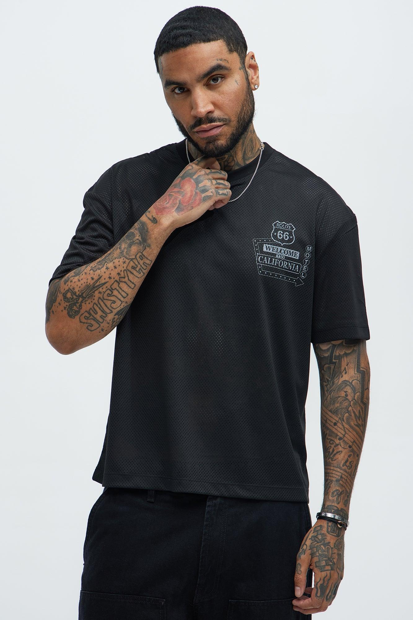 California Motel Relaxed Mesh Tee - Black Product Image