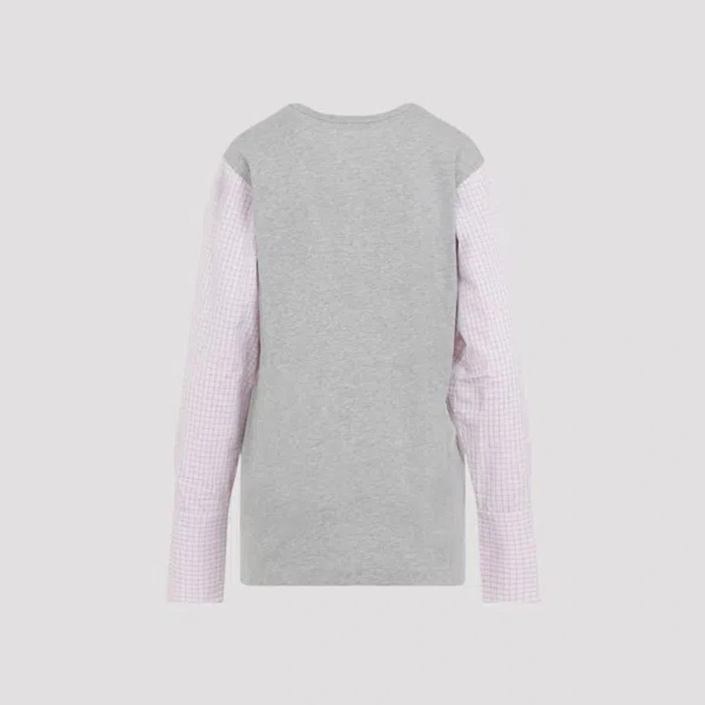 DRIES VAN NOTEN Womens Grey Melange Heos Contrast-sleeved Cotton-jersey T-shirt Product Image