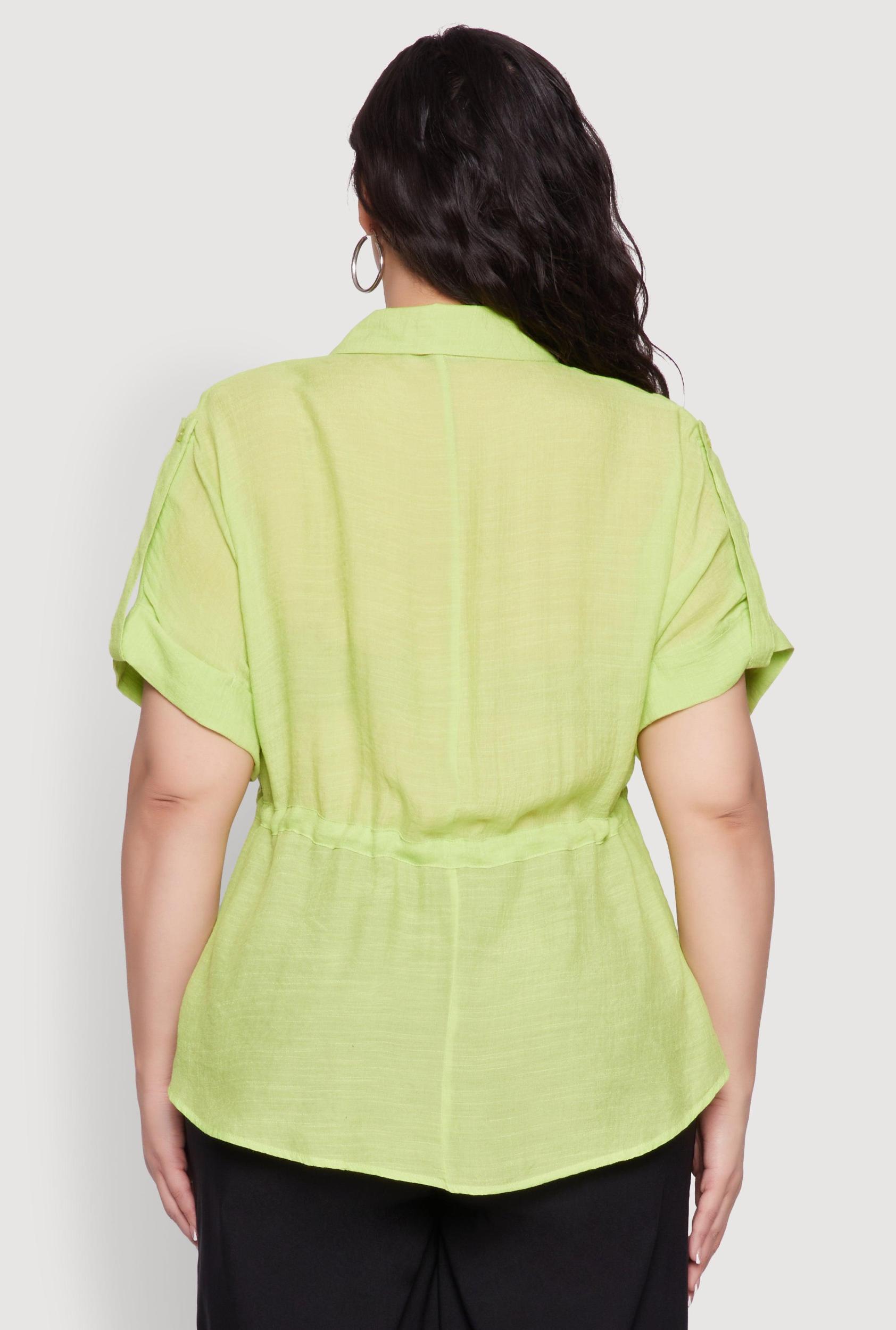 Plus Size Drawstring Waist Shirt Female Product Image