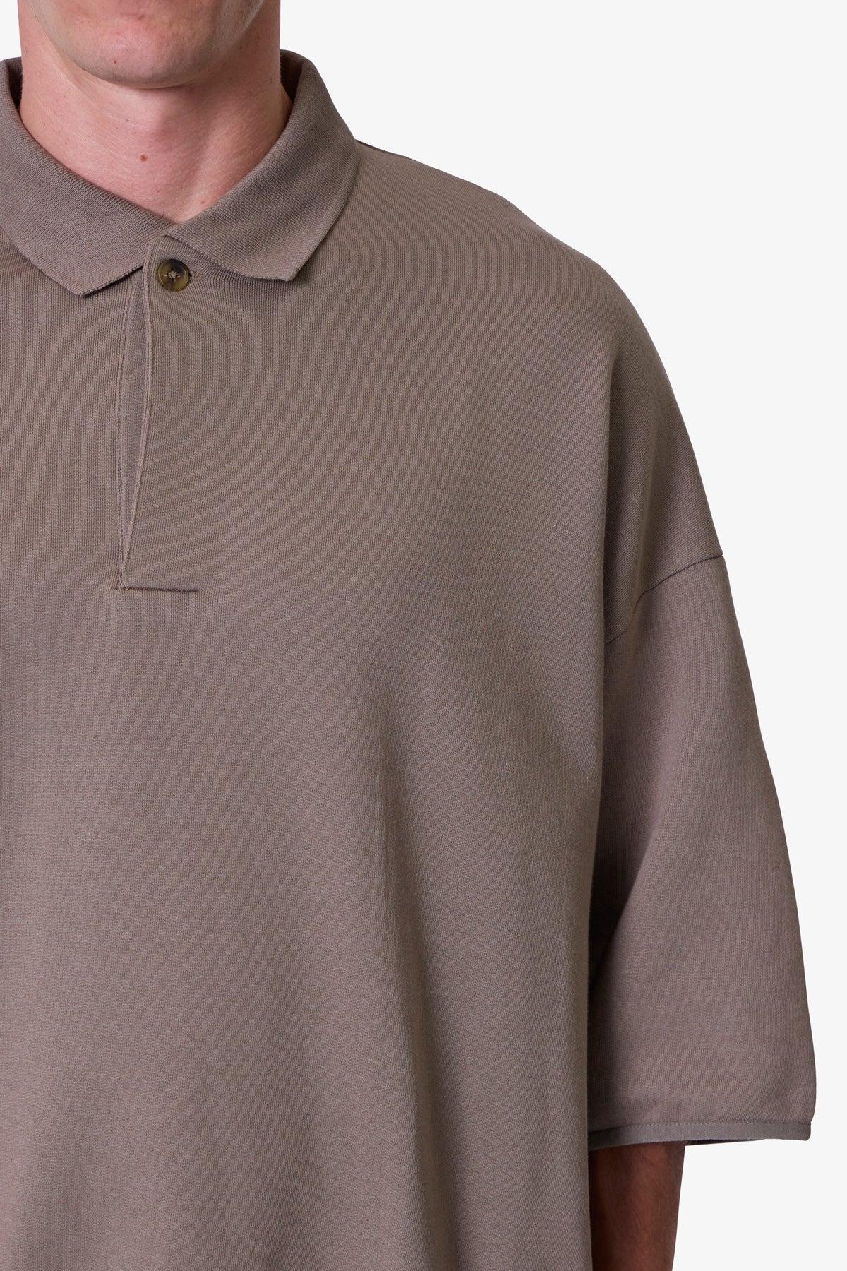 Oversized Knit Polo S/S Shirt - Bone Product Image