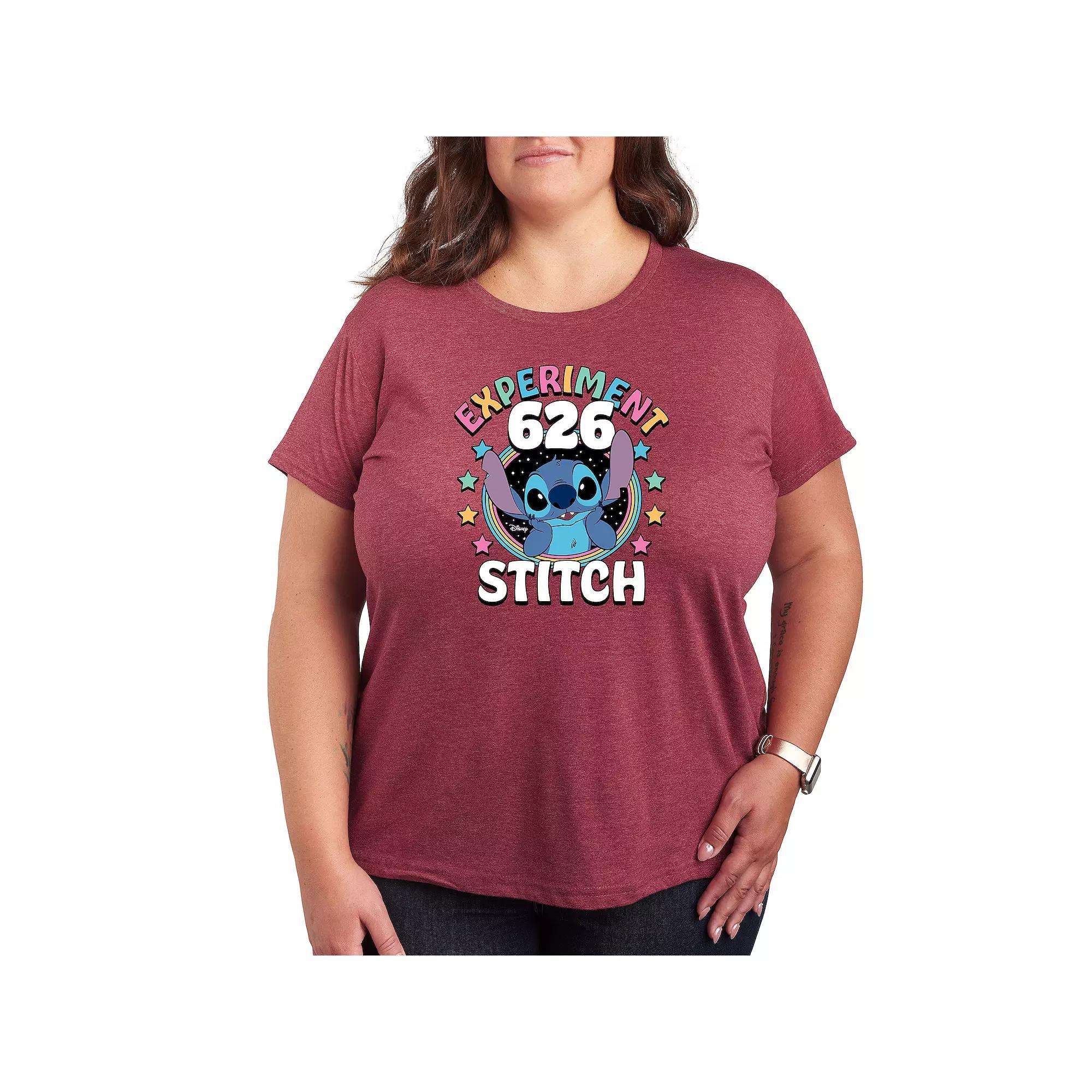 Disneys Lilo & Stitch Plus Experiment 626 Graphic Tee, Womens Grey Dark Red Product Image