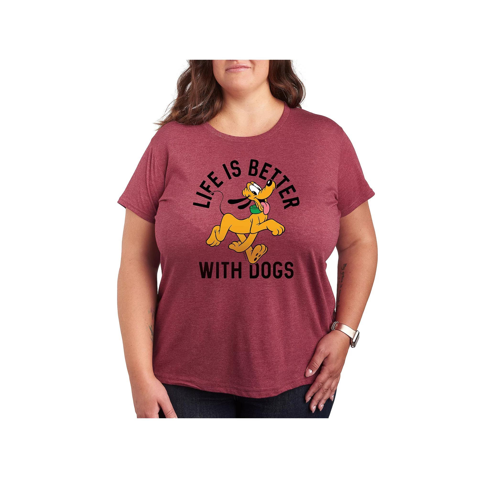 Plus Dandelion Heart Graphic Tee, Womens Grey Dark Red Product Image