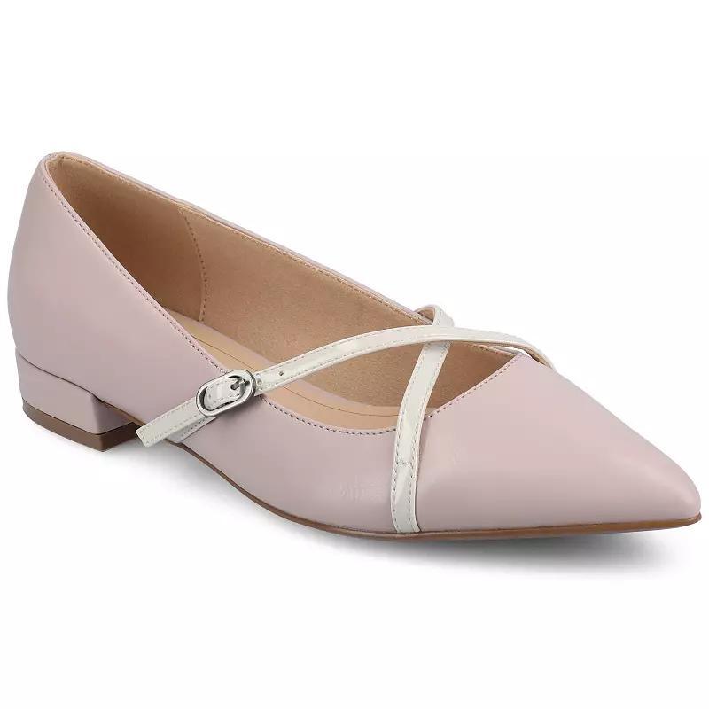 Journee Camby Pointed Toe Covered Block Heel Womens Dress Flats Purple Product Image