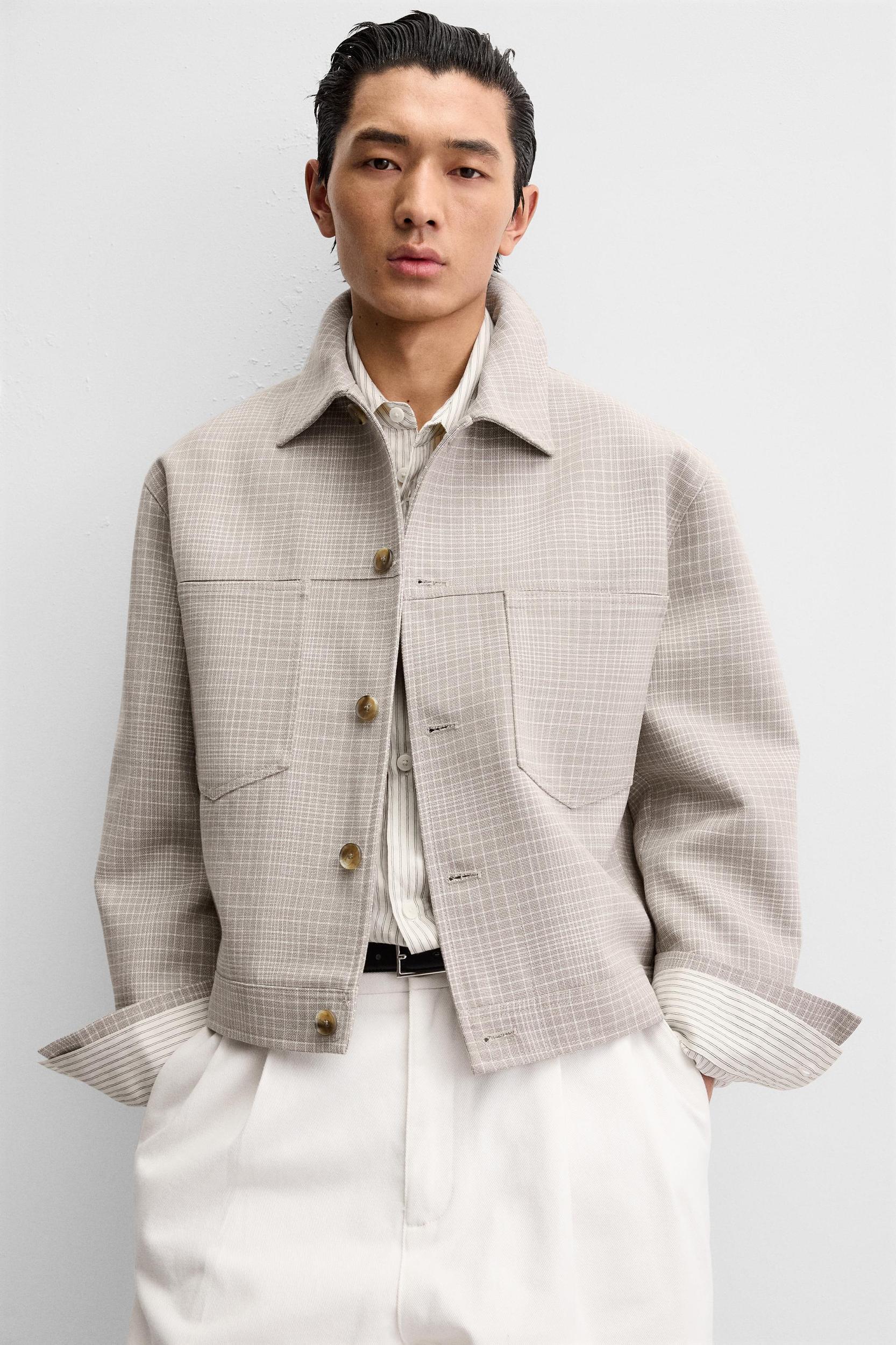 CROPPED FIT CHECKERED JACKET Product Image