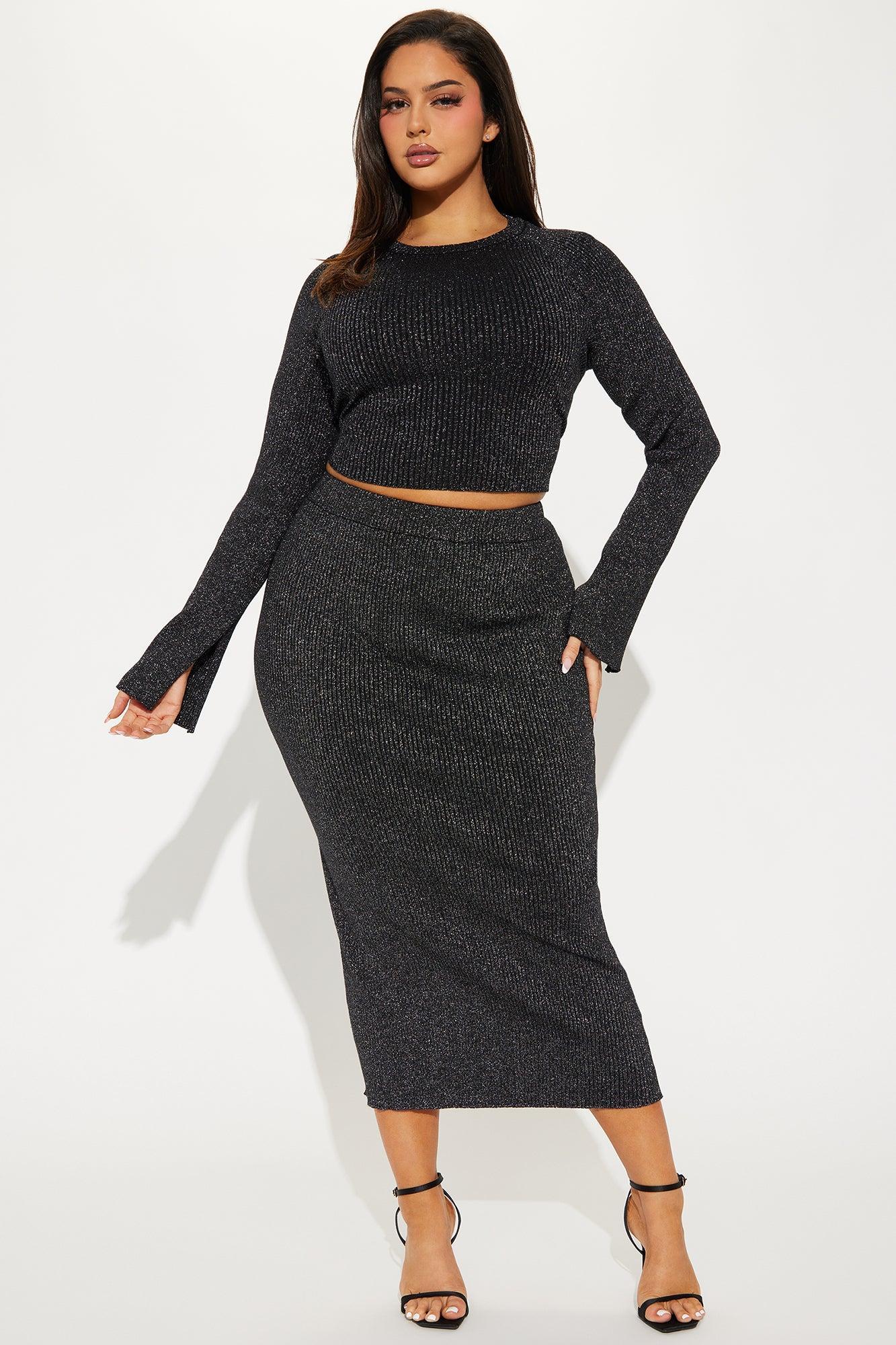 Everlee Sparkle Skirt Set - Black/Silver Product Image