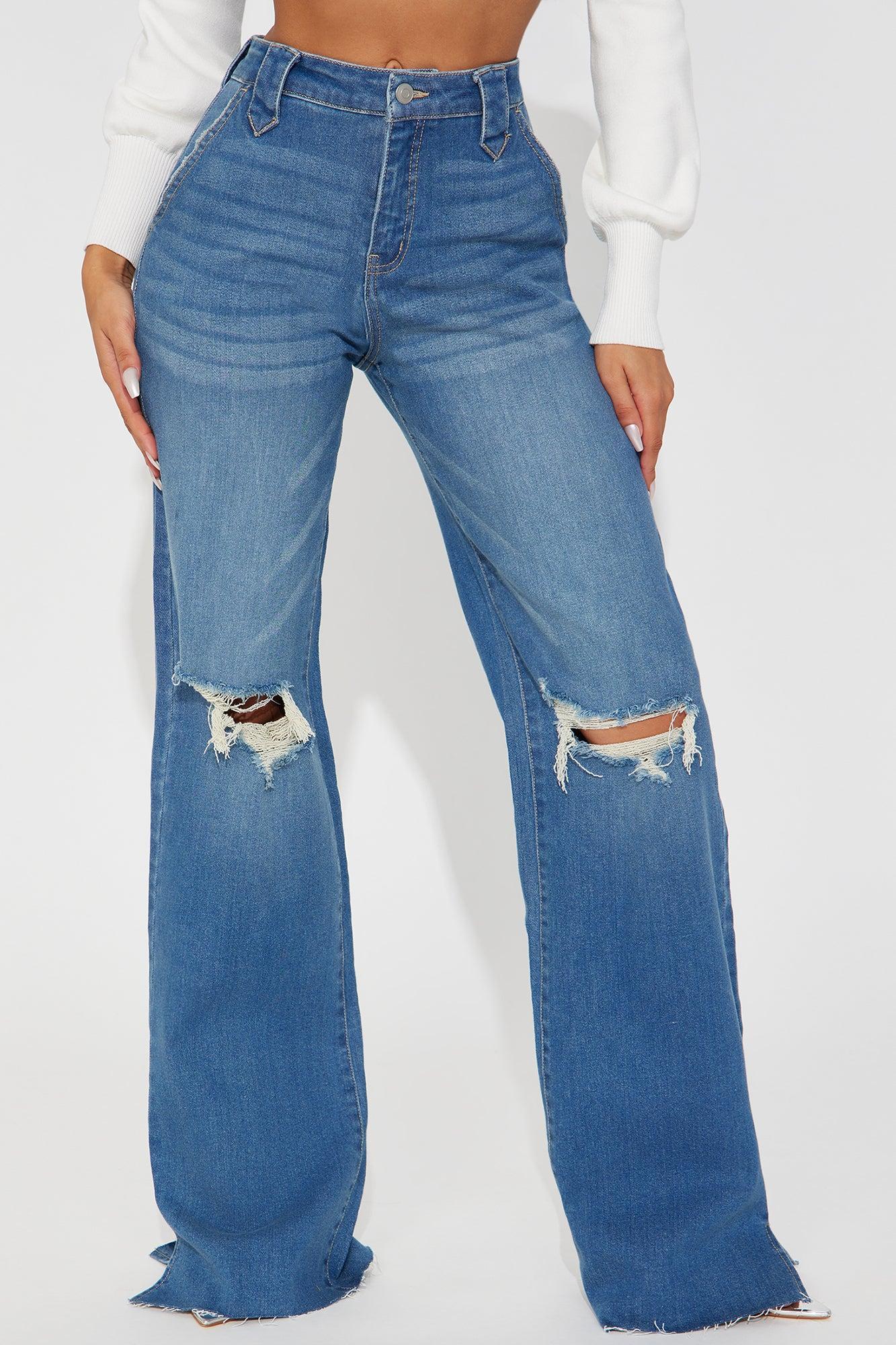 Tall Doubling Down Ripped Flare Jeans - Medium Wash Product Image