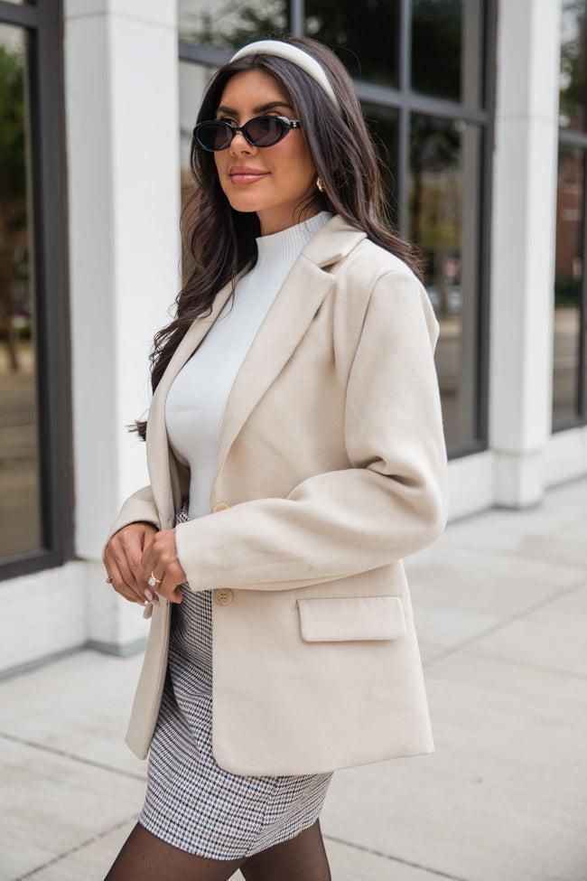 Do It Pronto Beige Wool Blend Blazer Jacket FINAL SALE Product Image