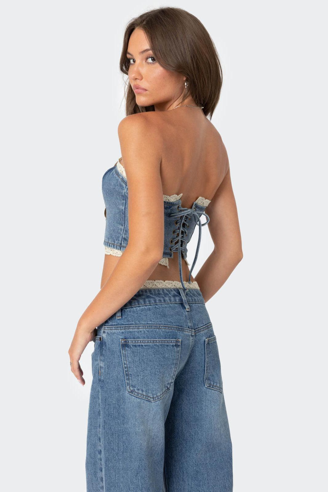 Karlie Lace Trim Jeans Product Image