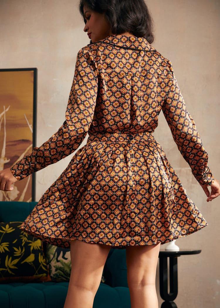 Geo Pleated Mini Skirt Product Image