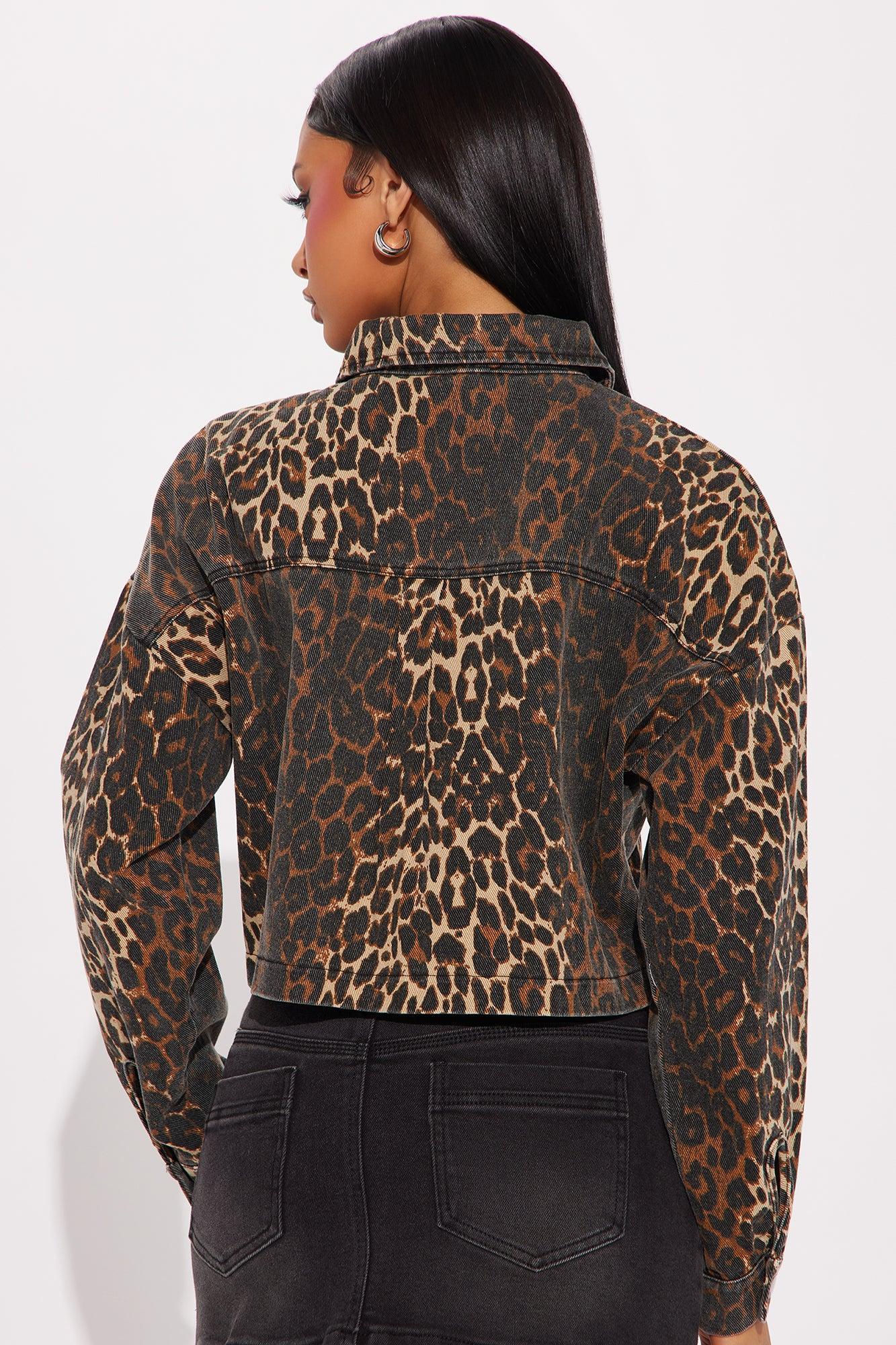 Alana Cheetah Denim Jacket - Brown/combo Product Image