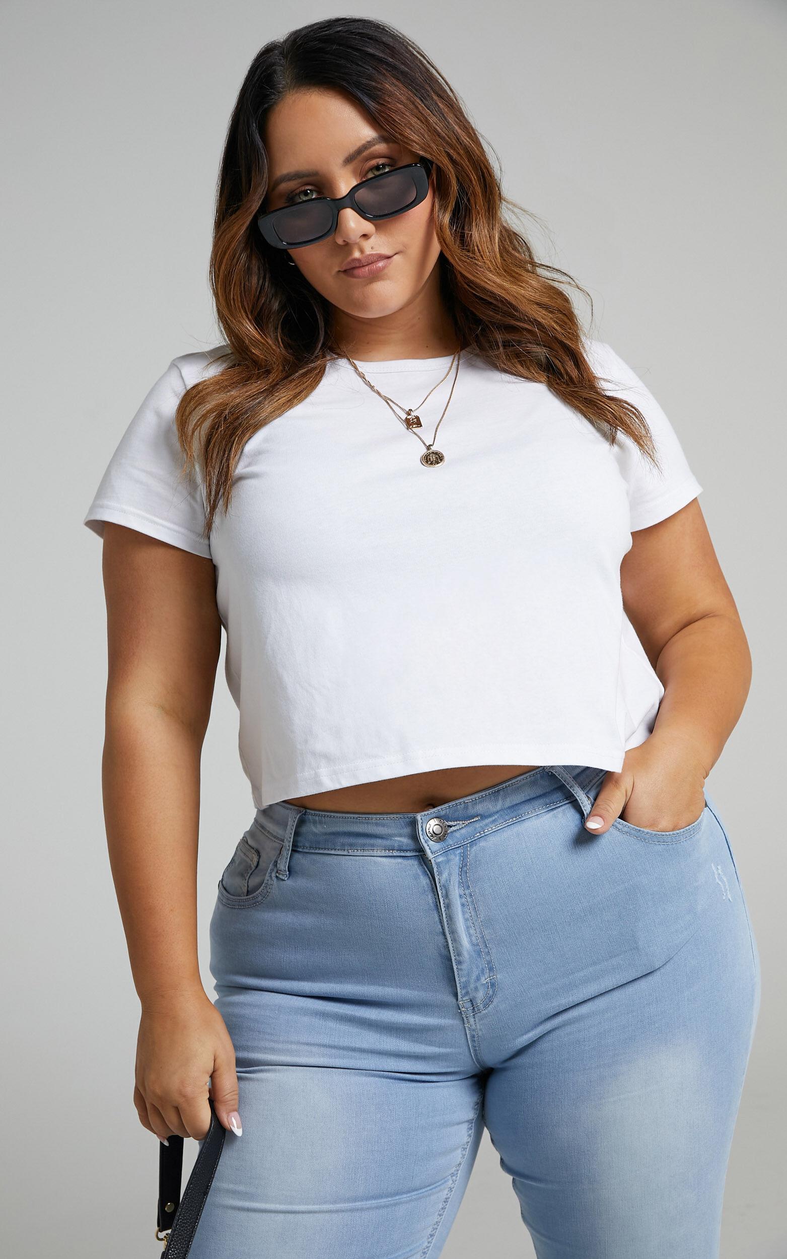 Danzel Top - Boxy Fit Cap Sleeve Crop Top in White Product Image