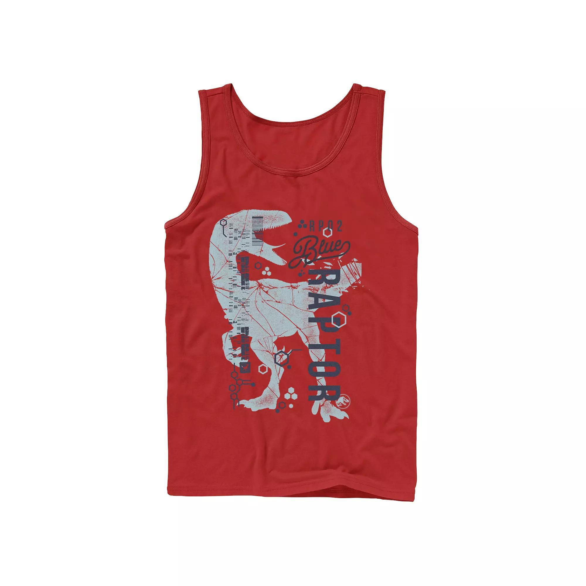 Men's Jurassic World Two Blue Raptor DNA Code Silhouette Tank Top, Size: XL, Grey Product Image