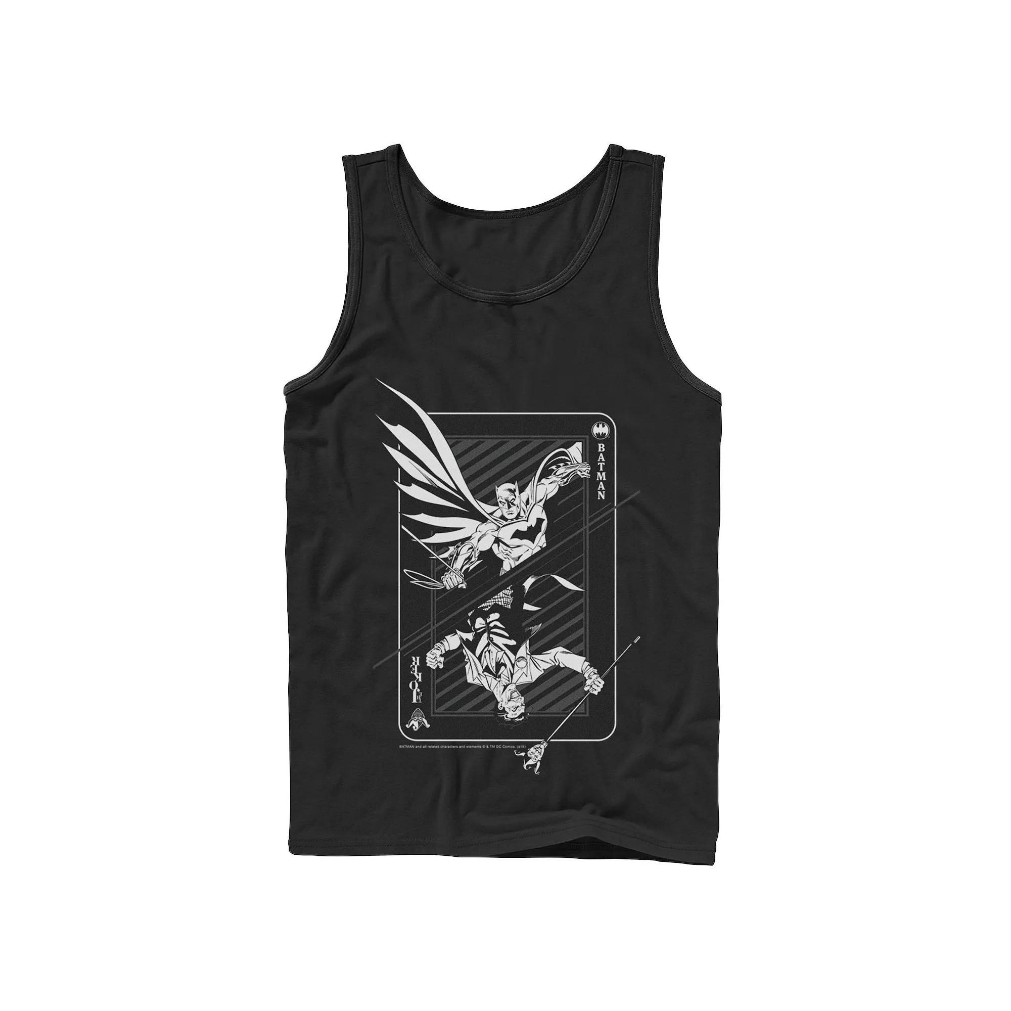 Men's DC Comics Batman And Joker Card Poster Tank Top, Size: XL, Black Product Image