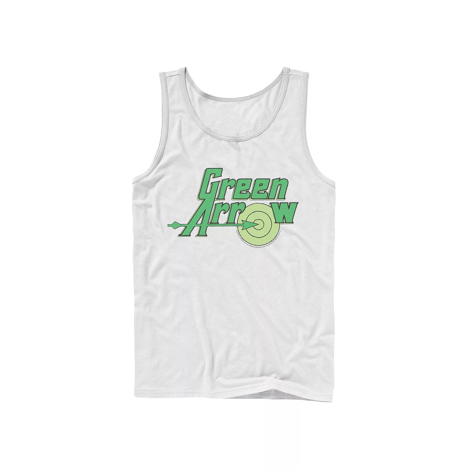Men's DC Comics The Green Arrow Vintage Text Poster Tank Top, Size: Large, White Product Image