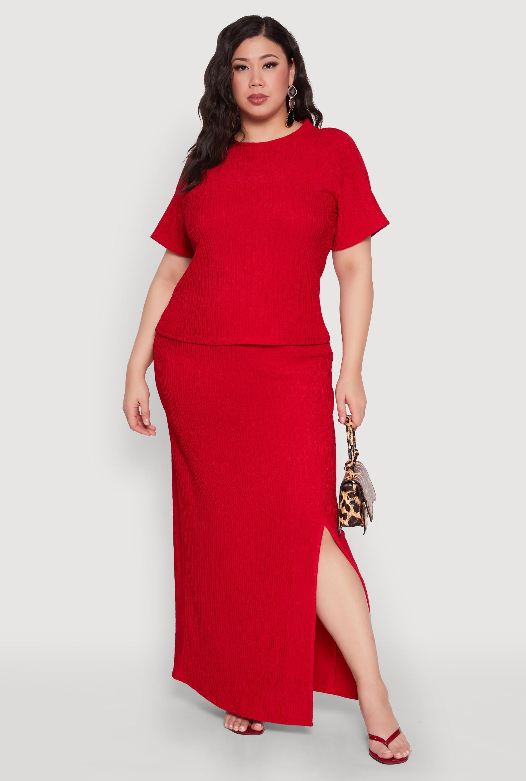Womens Plus Size High Waisted Slit Front Skirt Product Image