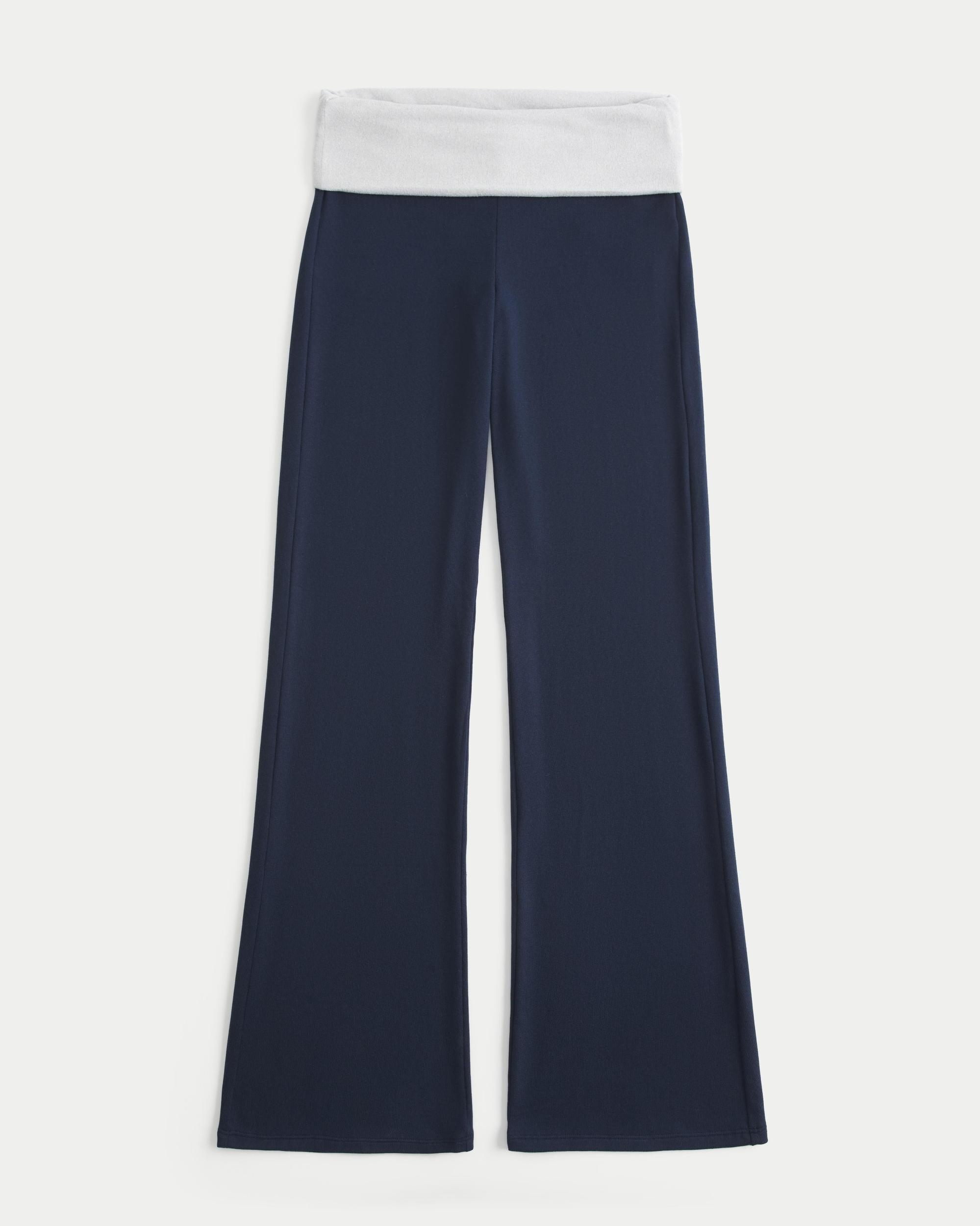 Foldover Waist Cozy Knit Flare Pants Product Image
