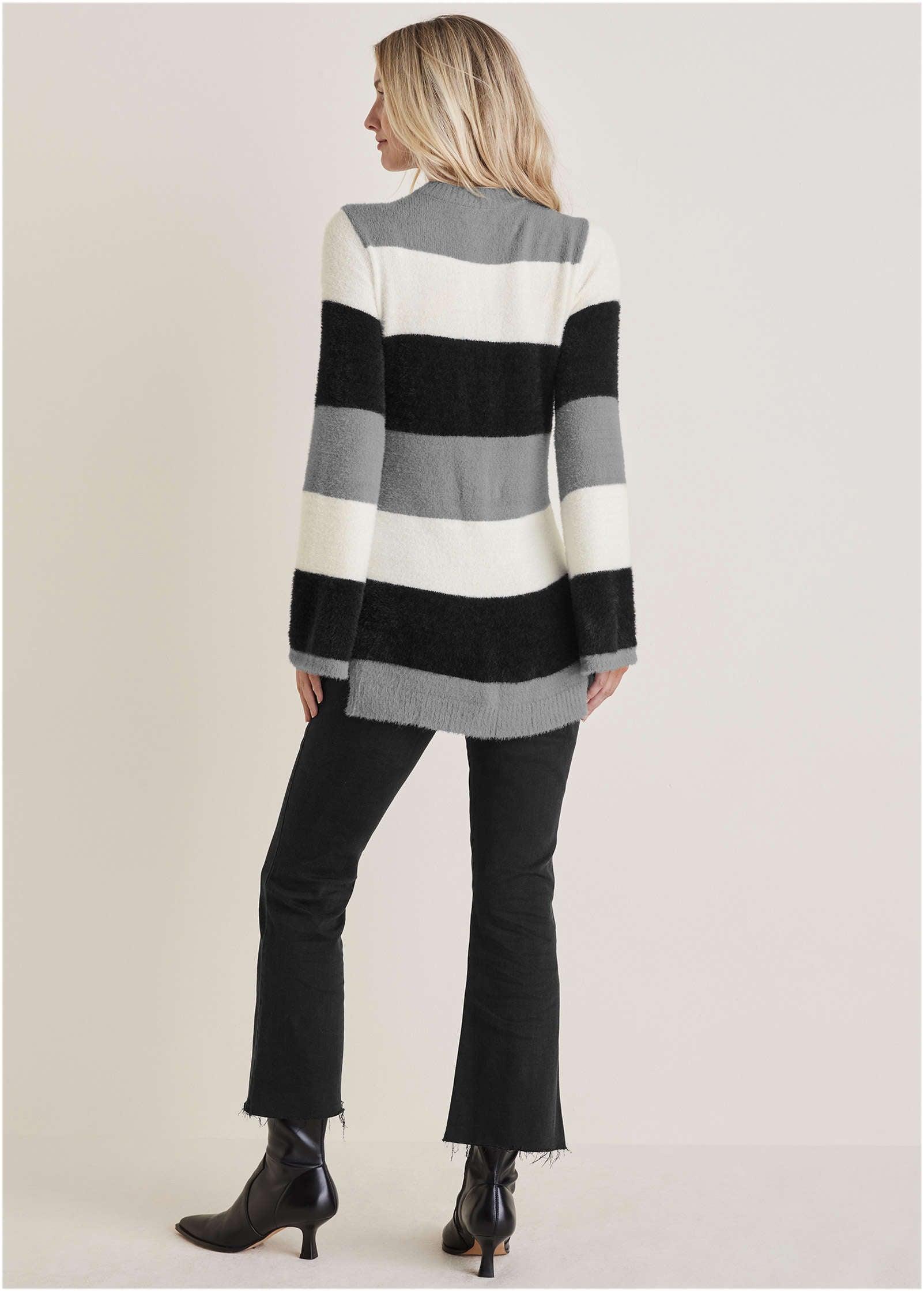 Eyelash Striped Sweater  - Black & White Product Image