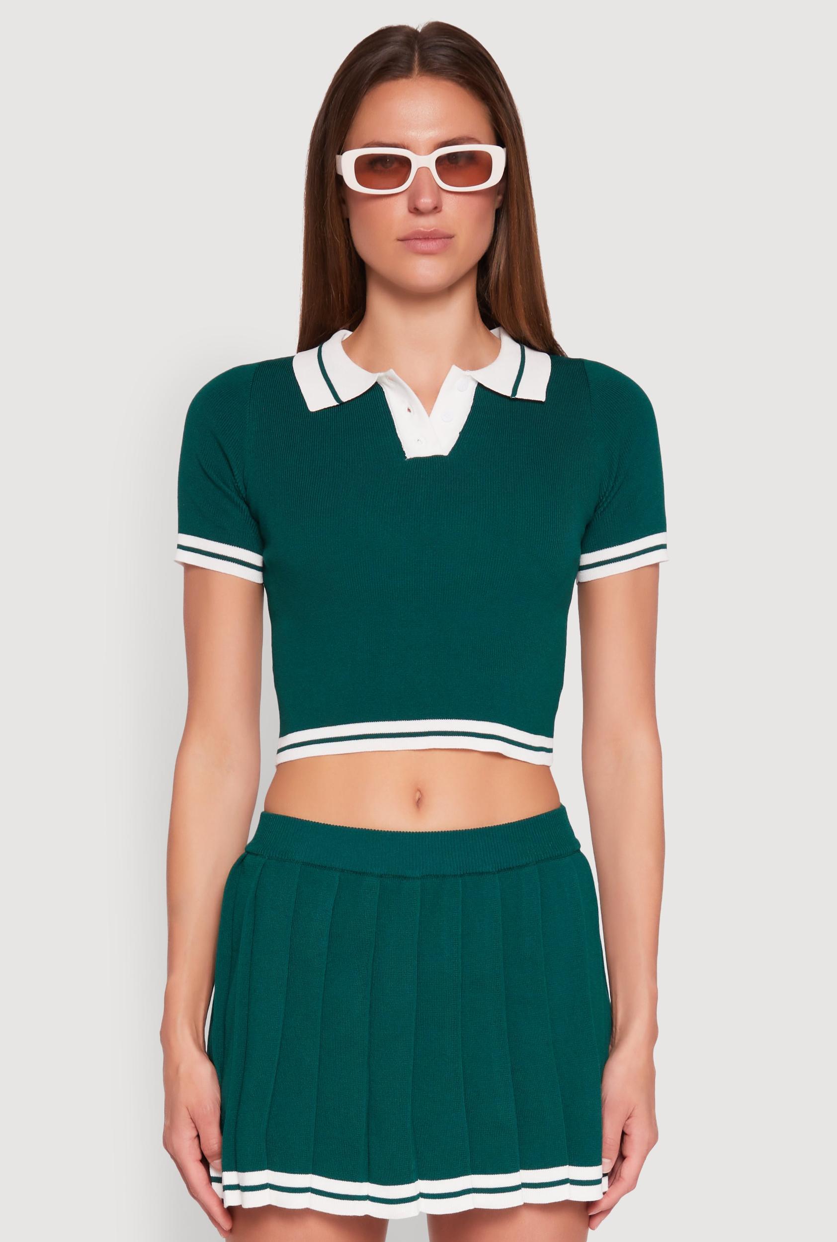 Womens Daisy Varsity Stripe Cropped Polo Shirt Product Image