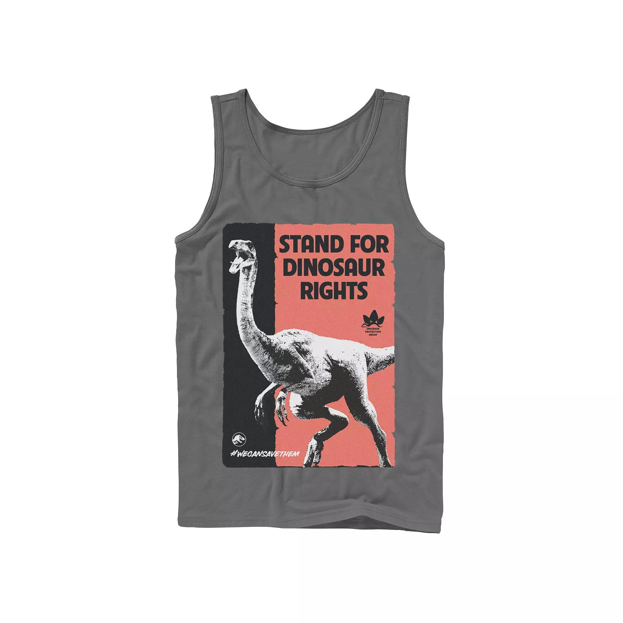 Men's Jurassic World Stand For Dinosaurs Poster Tank Top, Size: Small, Grey Product Image