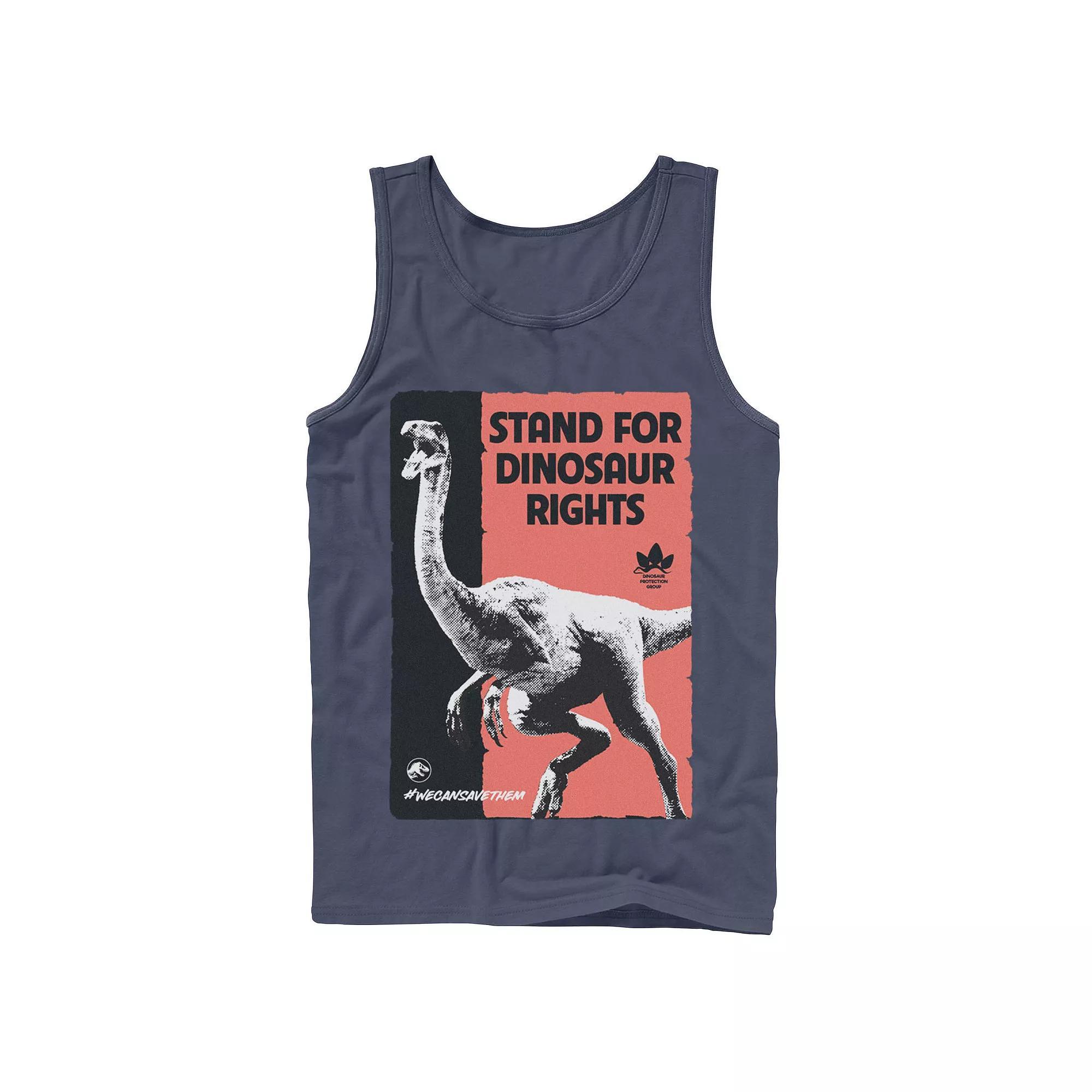 Men's Jurassic World Stand For Dinosaurs Poster Tank Top, Size: Small, Grey Product Image