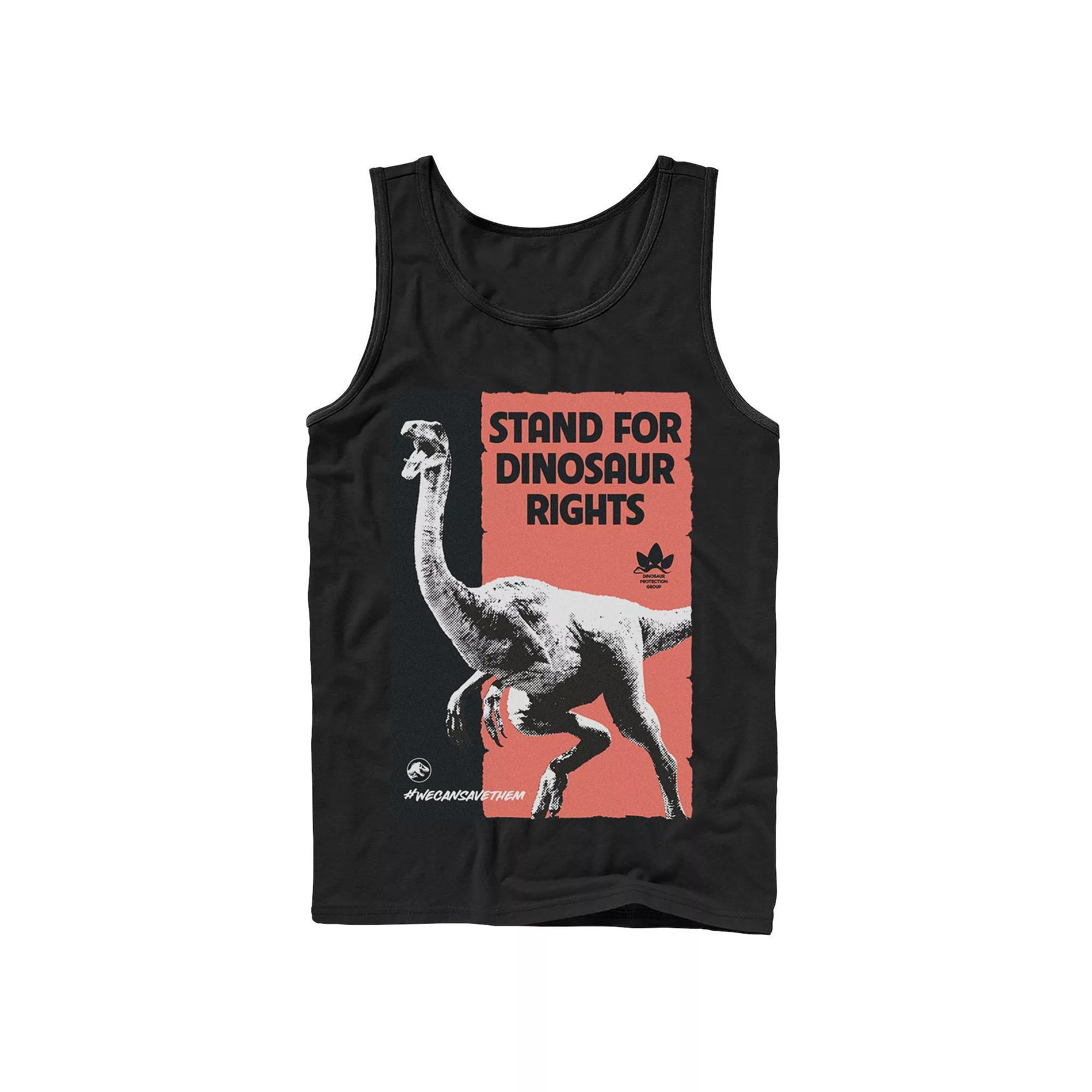 Men's Jurassic World Stand For Dinosaurs Poster Tank Top, Size: Small, Grey Product Image
